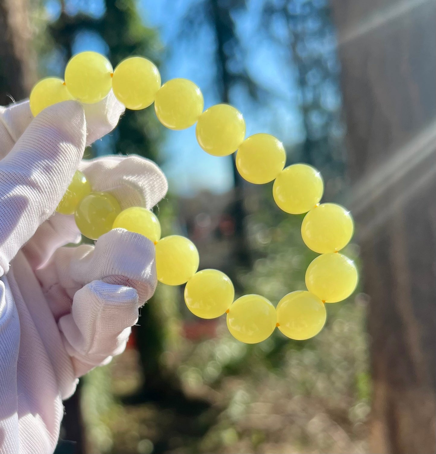 12mm Certified natural jade/Chicken fat yellow nephrite bracelet/ yellow round beads 天然精品 黄玉 鸡油黄#7131 收藏品质