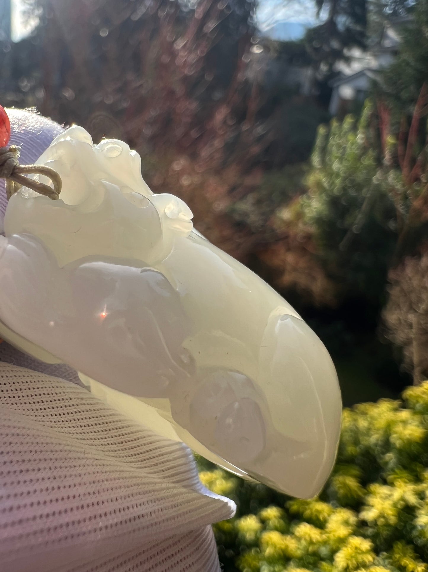 Certified natural jade/Siberian white nephrite carved Pixiu pendant necklace/hand braided lanyard天然精品 老矿俄料白玉 雕刻 貔貅吊坠 #0612 细糯油白