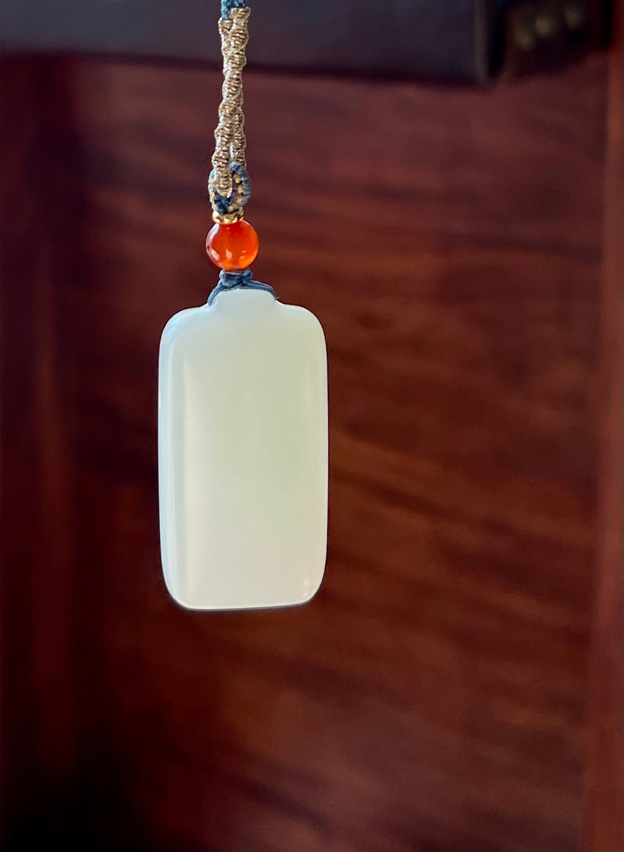 Certified natural jade Siberian white nephrite rectangle pendant/mutton fat white nephrite safety pendant necklace天然精品 俄料白玉 脂白玉无事牌 吊坠 #8975