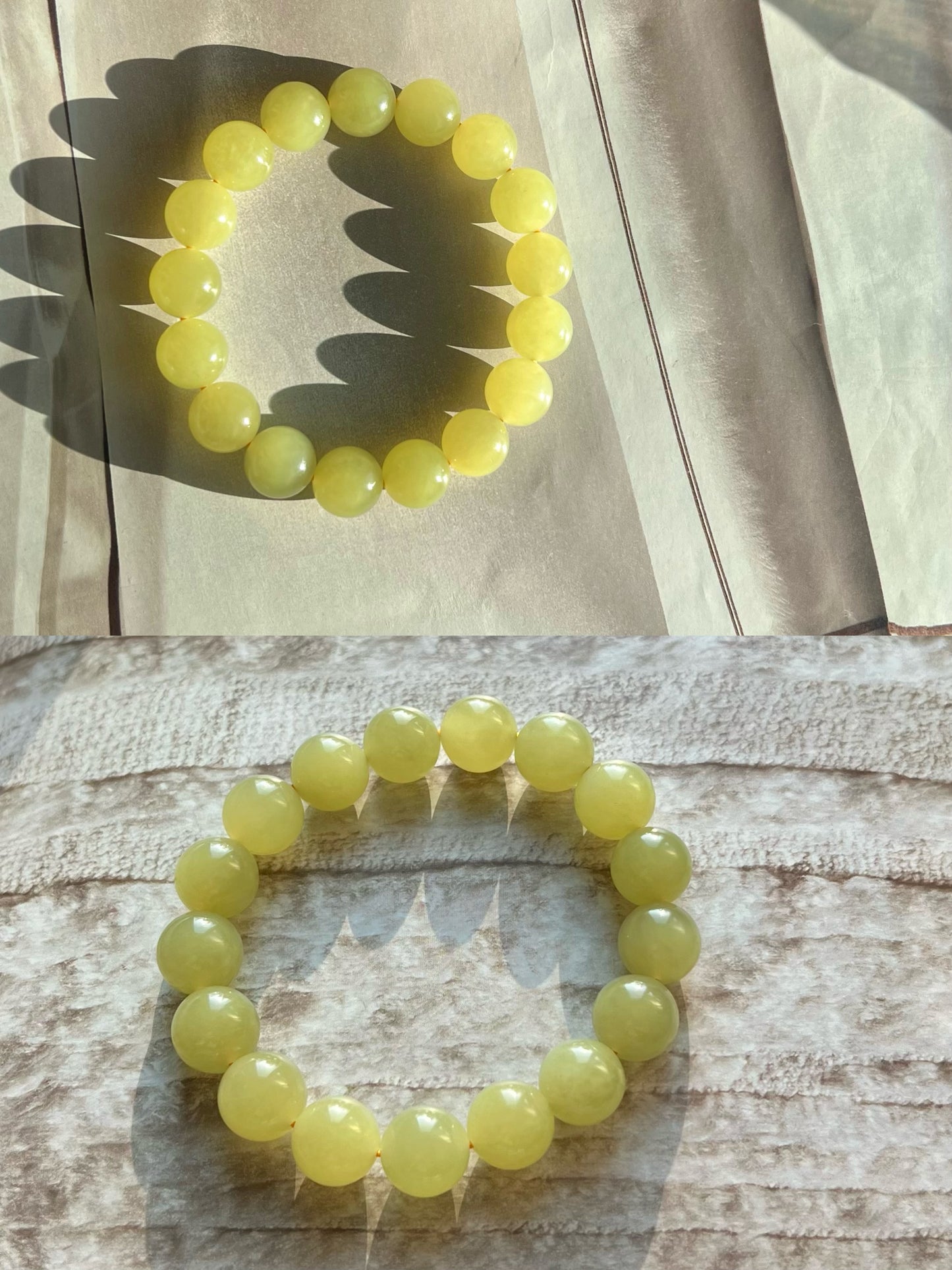 12mm Certified natural jade/Chicken fat yellow nephrite bracelet/ yellow round beads 天然精品 黄玉 鸡油黄#7131 收藏品质
