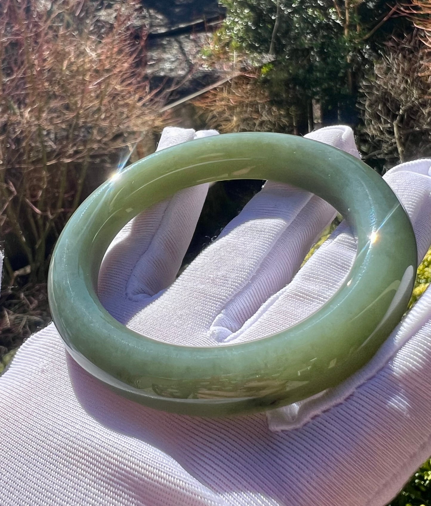 54.8mm Certified natural jade / Qiemo greenish blue Nephrite bangle/ bracelet/天然 且末青玉手镯 蓝青玉正圈手镯 平安镯 #0791 微瑕