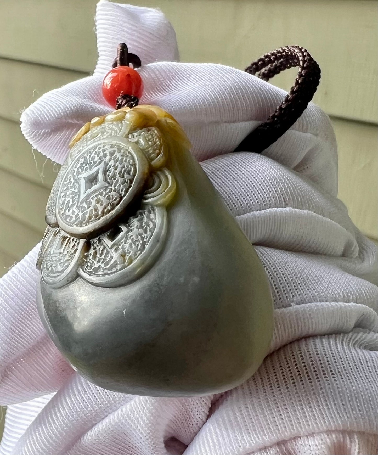 Certified natural jade pebble/White Nephrite God of Wealth pendant/white nephrite with qinghua/yellow skin天然精品 籽料白玉青花 财神吊坠 #0255原皮独籽 天然黄沁