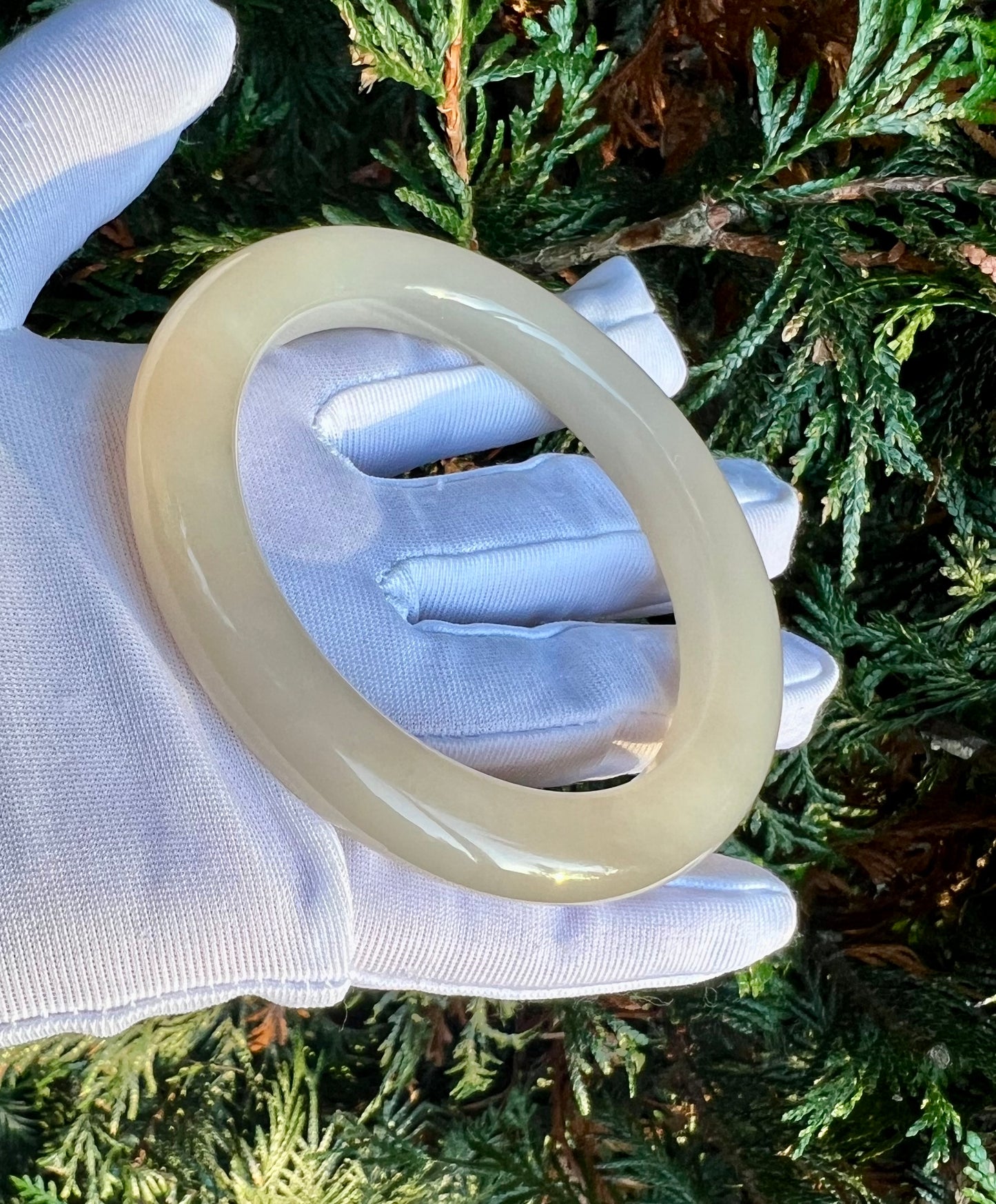 58.2mm Certified natural Qinghai old mine nephrite bangle bracelet/rich lotus pink nephrite/天然精品软玉 藕粉玉 青海老料藕粉手镯 圆条镯 浓藕粉 冰润糯 #1470