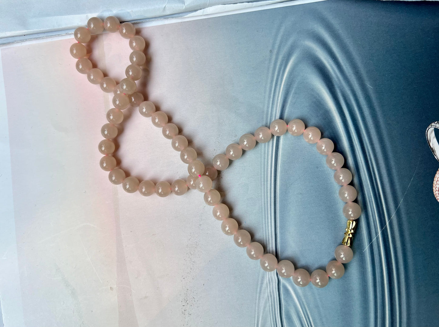8mm Certified natural jade Qinghai old mine lotus pink nephrite necklace/icy purplish pink 天然软玉 青海老矿料冰糯藕粉项链 冰润糯 #3371浅紫粉色