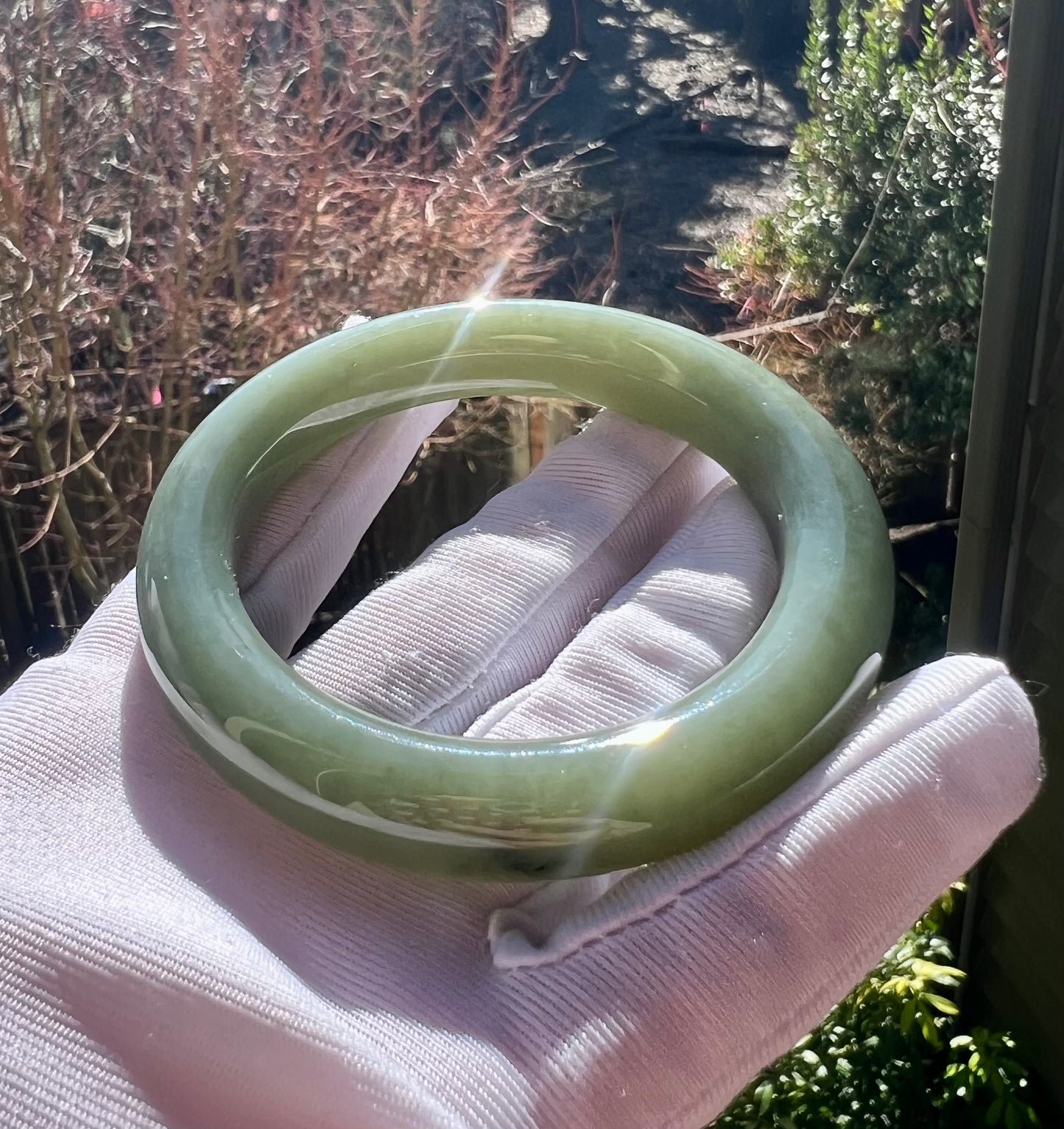 54.8mm Certified natural jade / Qiemo greenish blue Nephrite bangle/ bracelet/天然 且末青玉手镯 蓝青玉正圈手镯 平安镯 #0791 微瑕