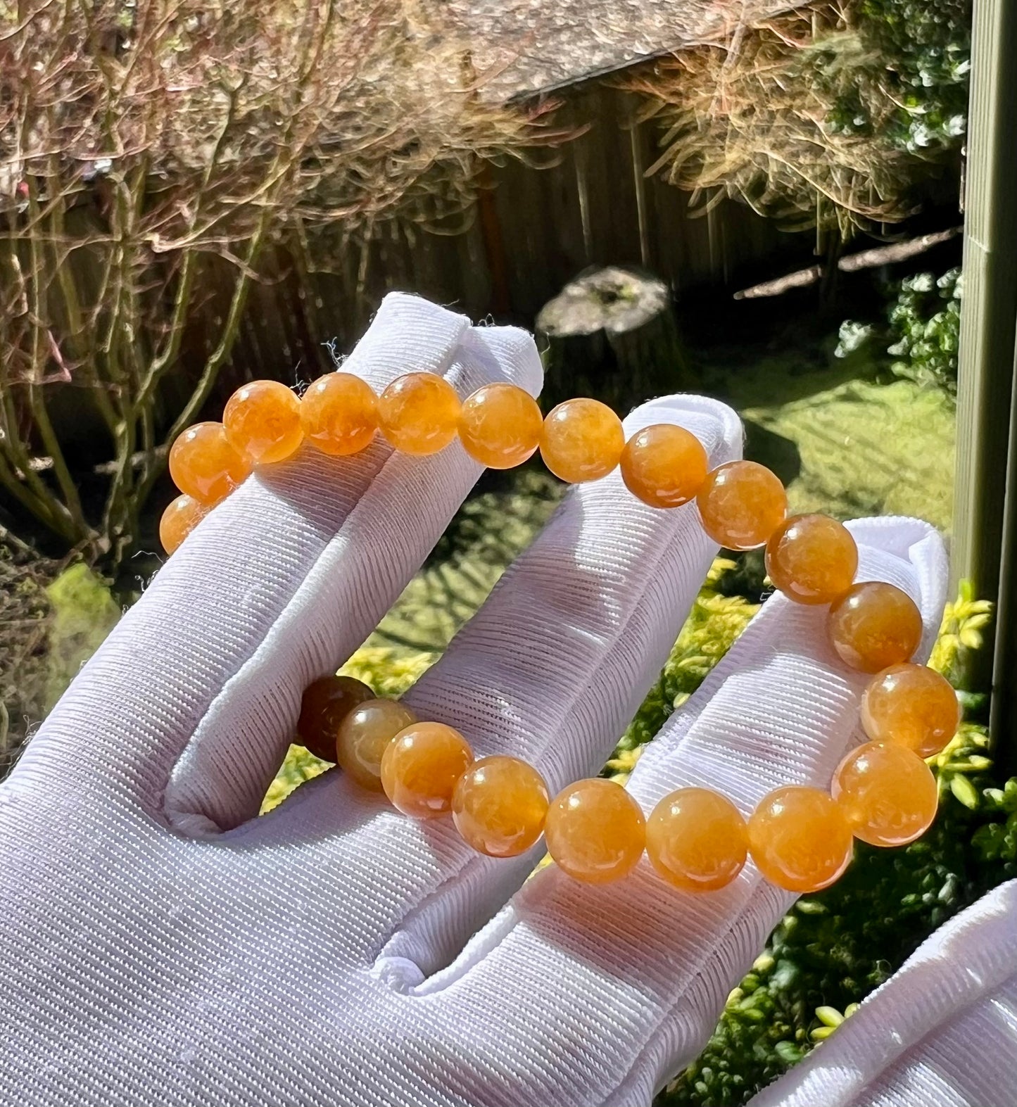 8mm Certified natural jade/ Qiemo Jinshan golden orange brown nephrite bracelet/天然精品 且末金山 糖玉手串 金山黄金糖 橘子糖#7144 胶油粘稠质感