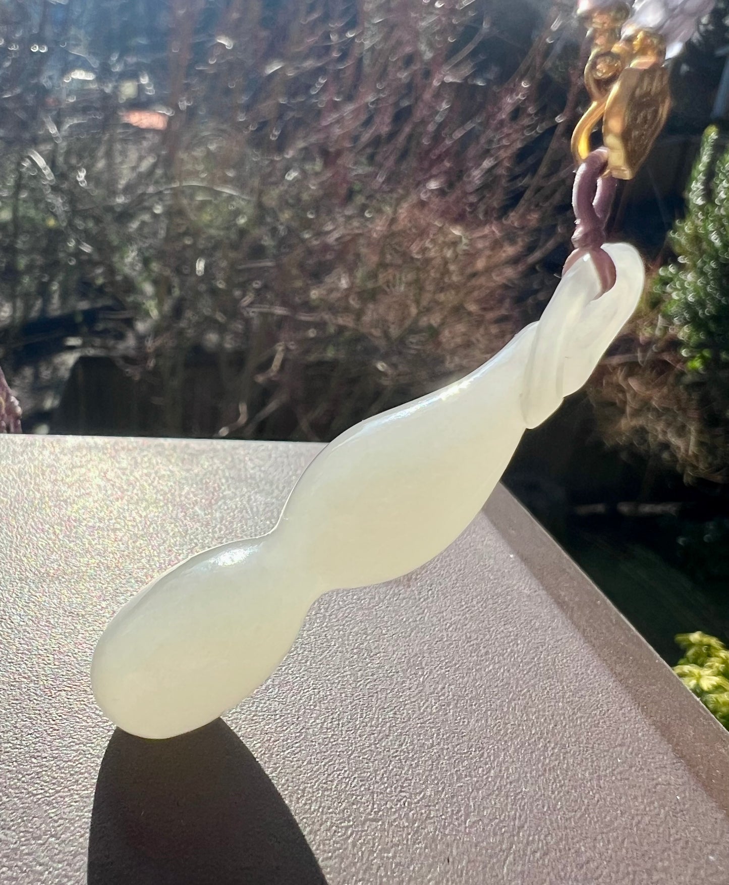 Certified natural jade Qinghai white nephrite carved gourd pendant necklace天然青海老矿白玉 葫芦吊坠 项链#4351 润糯荔枝白