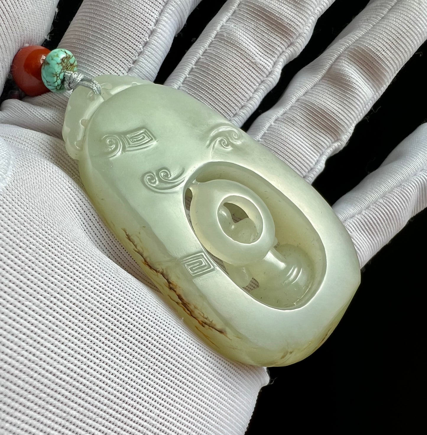 Certified natural jade pebble/White Nephrite carved Enlightenment pendant/white nephrite with original skin and pores 天然精品 籽料白玉 无事牌 悟道吊坠 佛魔一念#7455原皮毛孔 天然黄沁 大师工