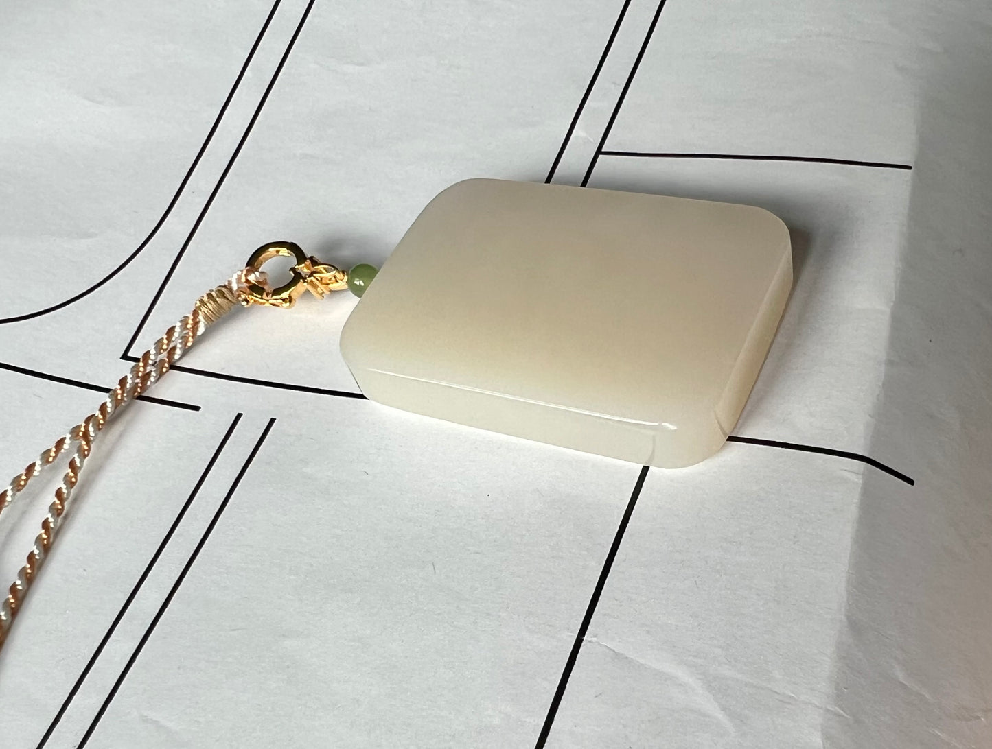 Certified natural jade/Qinghai lotus pink nephrite/rectangle safety pendant/nothing pendant necklace 天然青海老矿 藕粉色 吊坠 无事牌 #1394