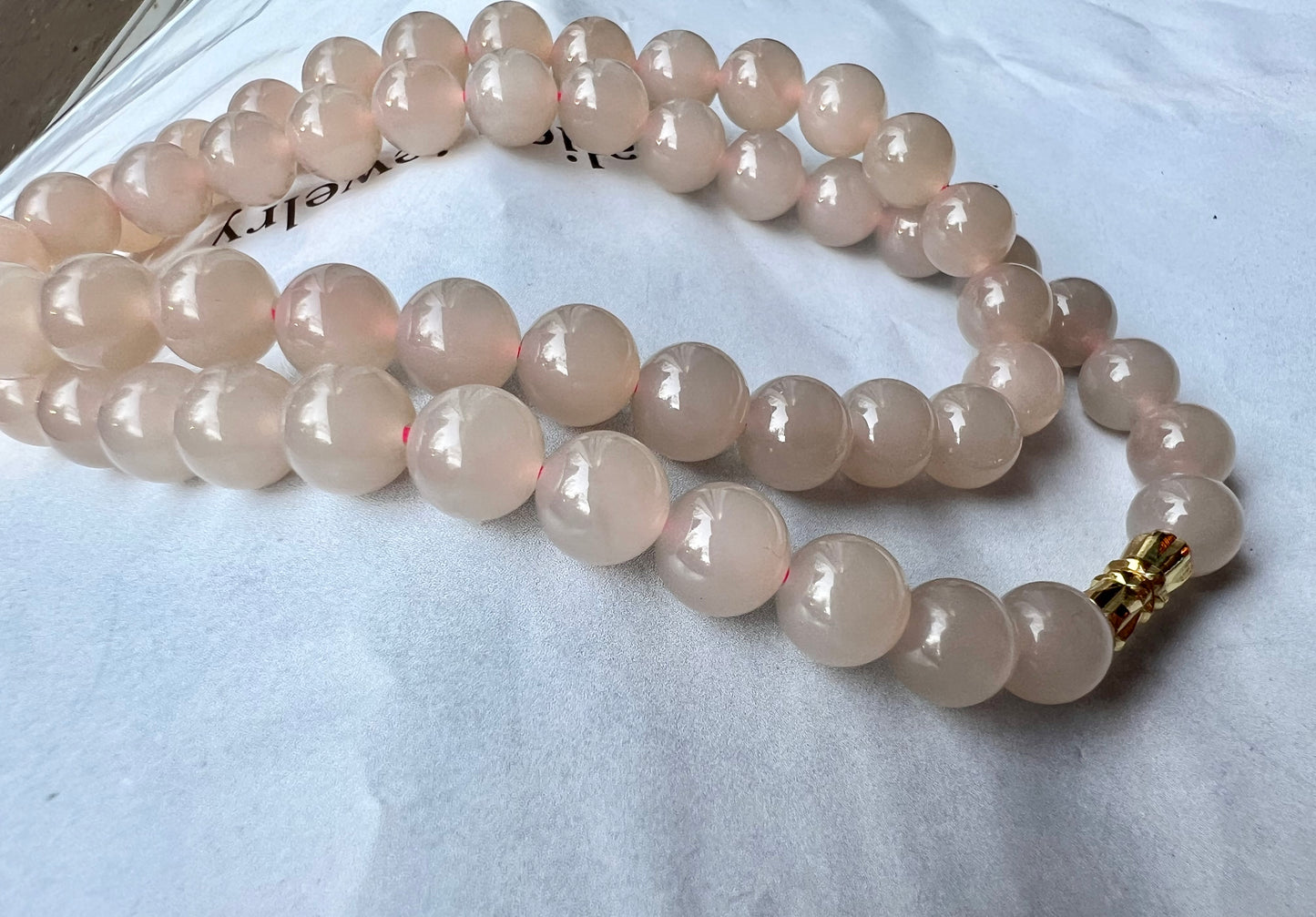 8mm Certified natural jade Qinghai old mine lotus pink nephrite necklace/icy purplish pink 天然软玉 青海老矿料冰糯藕粉项链 冰润糯 #3371浅紫粉色