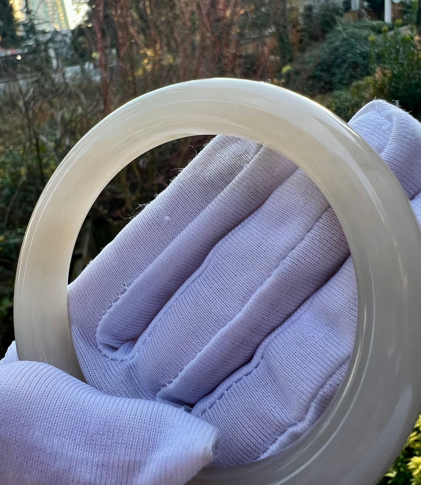 58.2mm Certified natural Qinghai old mine nephrite bangle bracelet/rich lotus pink nephrite/天然精品软玉 藕粉玉 青海老料藕粉手镯 圆条镯 浓藕粉 冰润糯 #1470