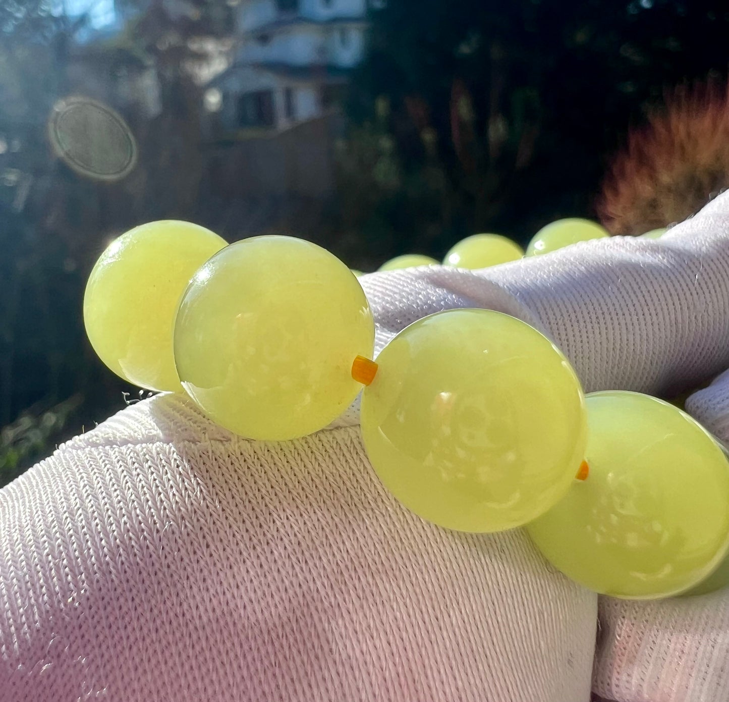 12mm Certified natural jade/Chicken fat yellow nephrite bracelet/ yellow round beads 天然精品 黄玉 鸡油黄#7131 收藏品质