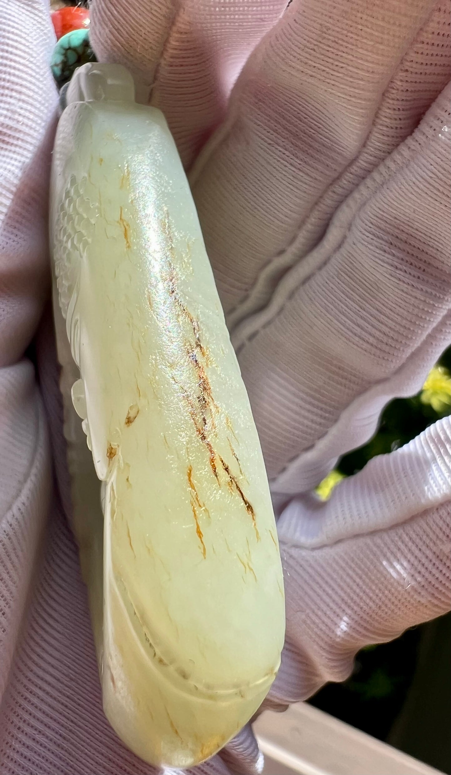 Certified natural jade pebble/White Nephrite carved Enlightenment pendant/white nephrite with original skin and pores 天然精品 籽料白玉 无事牌 悟道吊坠 佛魔一念#7455原皮毛孔 天然黄沁 大师工