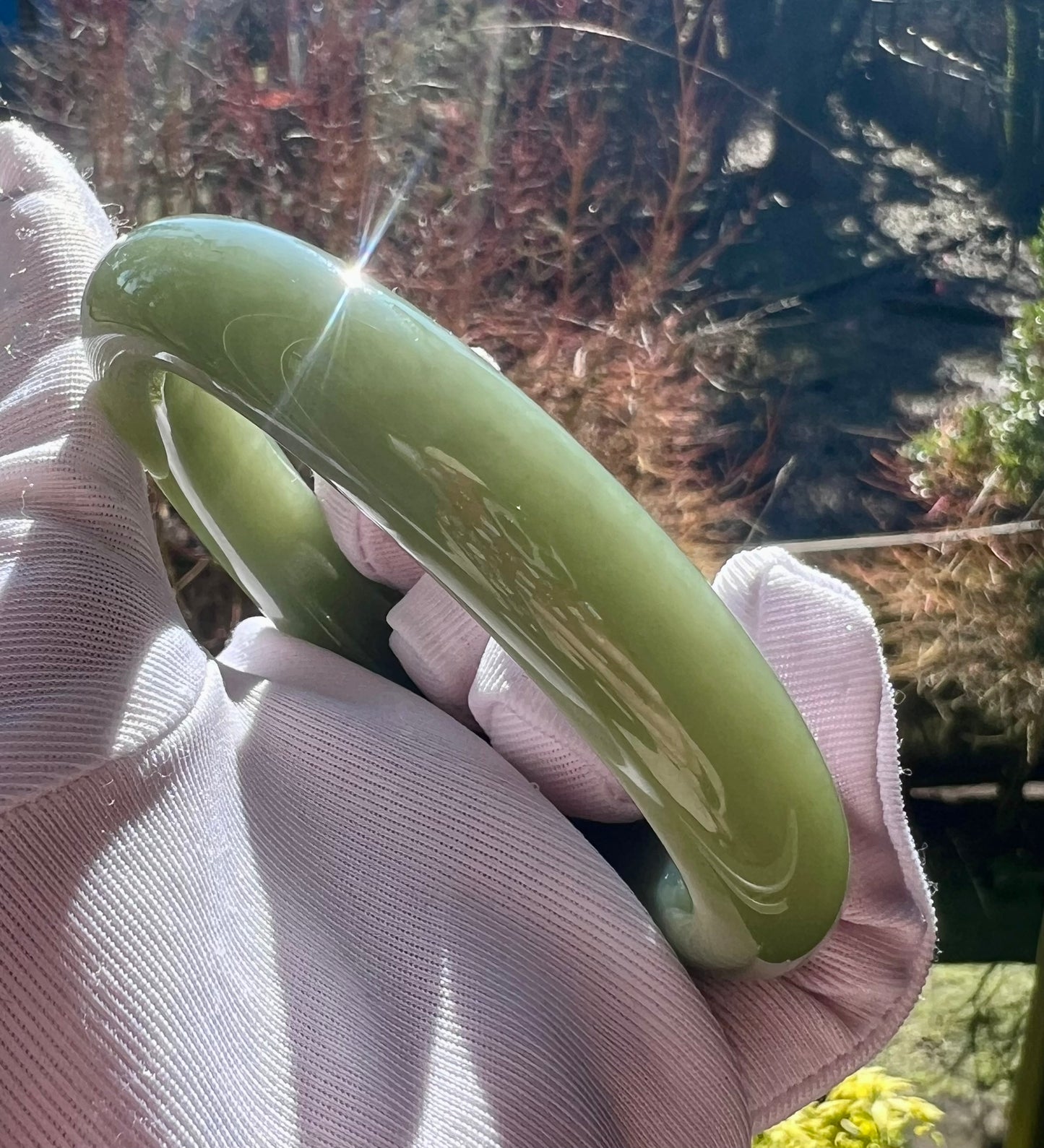 54.8mm Certified natural jade / Qiemo greenish blue Nephrite bangle/ bracelet/天然 且末青玉手镯 蓝青玉正圈手镯 平安镯 #0791 微瑕