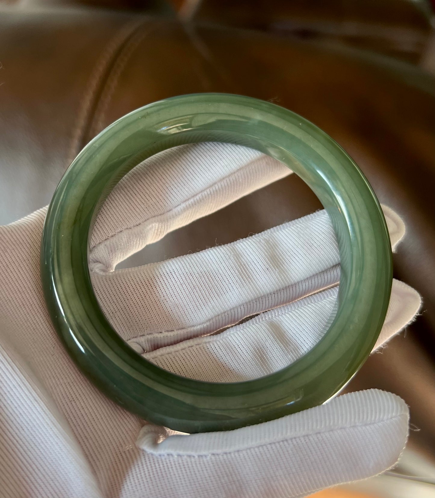 54.8mm Certified natural jade / Qiemo greenish blue Nephrite bangle/ bracelet/天然 且末青玉手镯 蓝青玉正圈手镯 平安镯 #0791 微瑕