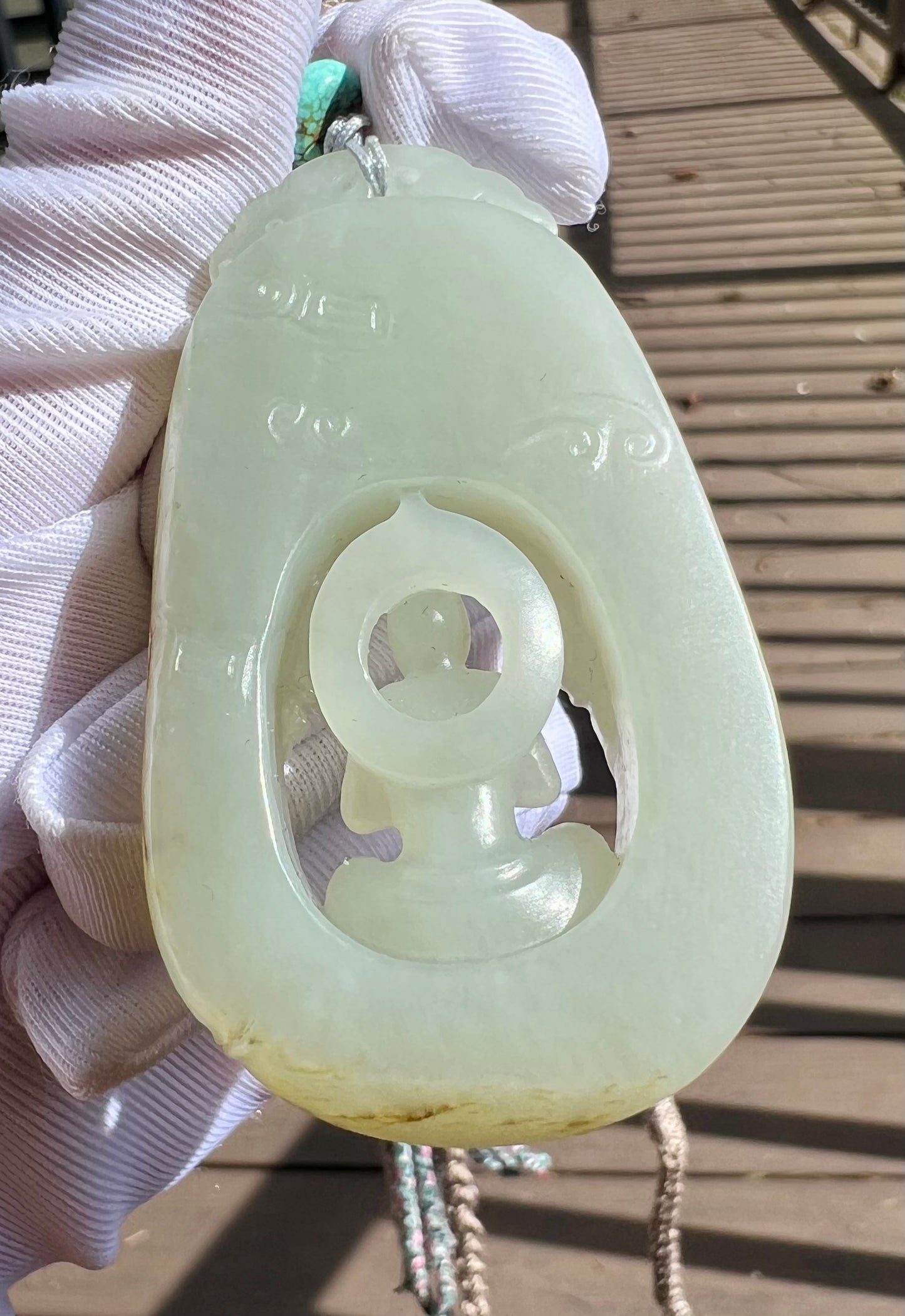Certified natural jade pebble/White Nephrite carved Enlightenment pendant/white nephrite with original skin and pores 天然精品 籽料白玉 无事牌 悟道吊坠 佛魔一念#7455原皮毛孔 天然黄沁 大师工