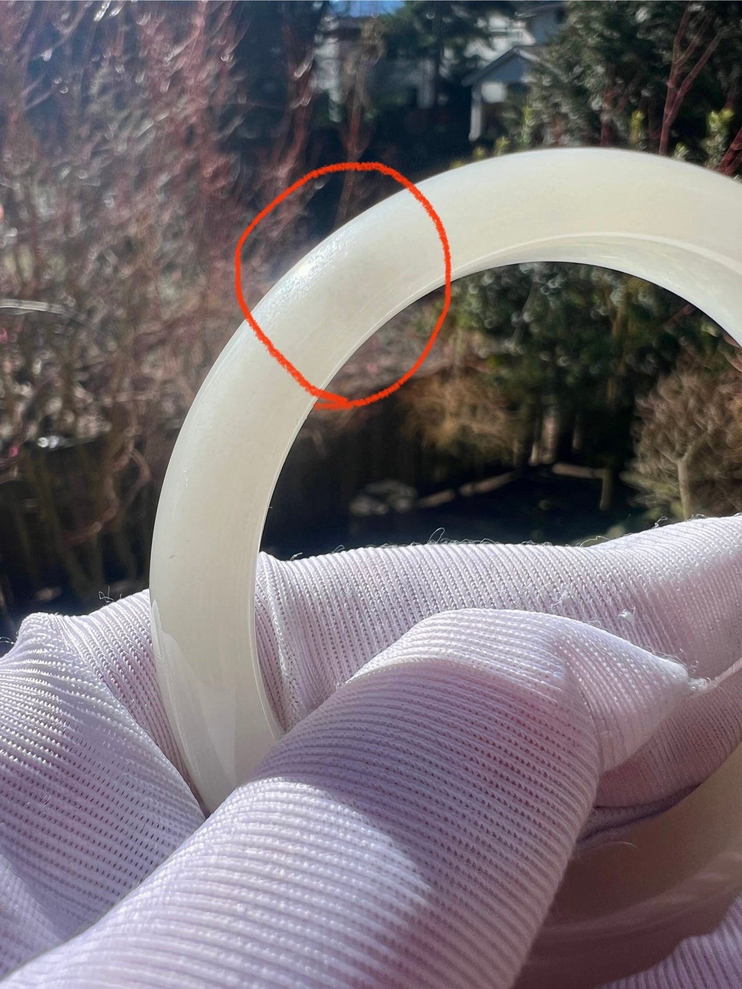 53.3mm Certified natural jade/Qinghai lotus pink and white nephrite bangle/bracelet/Two-tone nephrite/天然 青海藕粉玉白玉 粉白双色镯 正圈手镯 平安镯 #6392