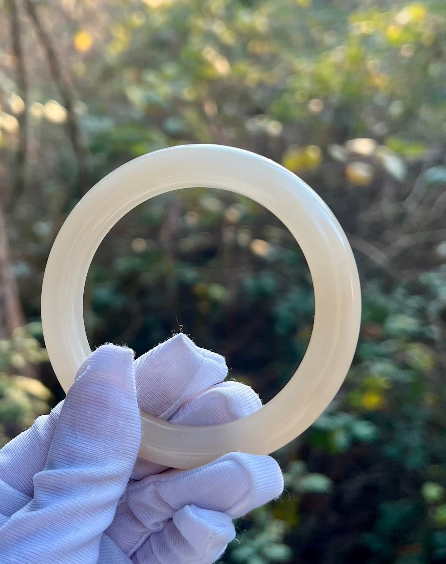 58.2mm Certified natural Qinghai old mine nephrite bangle bracelet/rich lotus pink nephrite/天然精品软玉 藕粉玉 青海老料藕粉手镯 圆条镯 浓藕粉 冰润糯 #1470