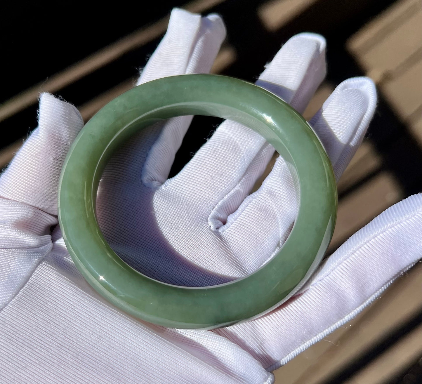 54.8mm Certified natural jade / Qiemo greenish blue Nephrite bangle/ bracelet/天然 且末青玉手镯 蓝青玉正圈手镯 平安镯 #0791 微瑕