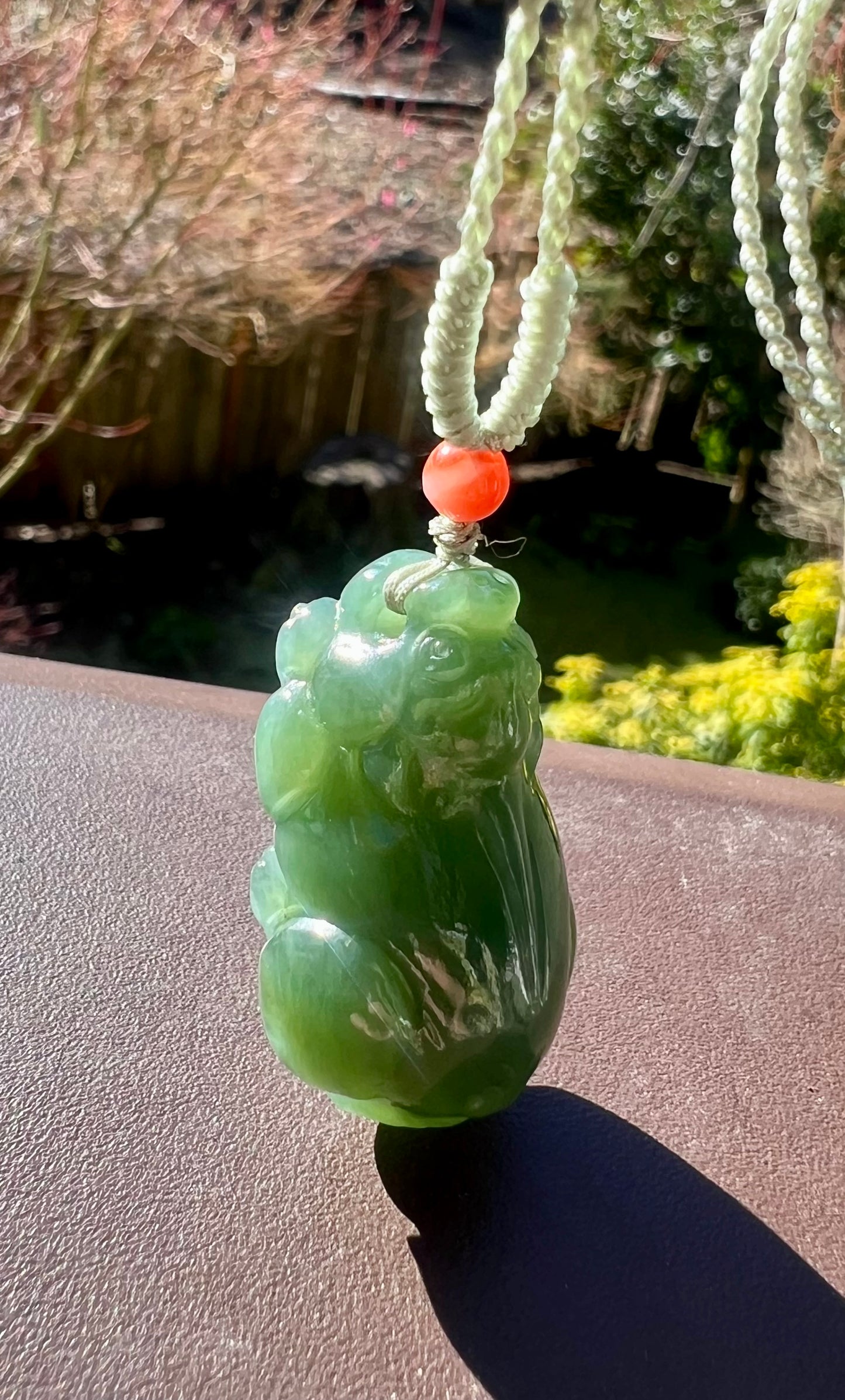 Certified natural nephrite green jade/Siberian bluish green nephrite carved Pixiu pendant necklace 天然俄料碧玉貔貅 吊坠 项链#3598 粉青