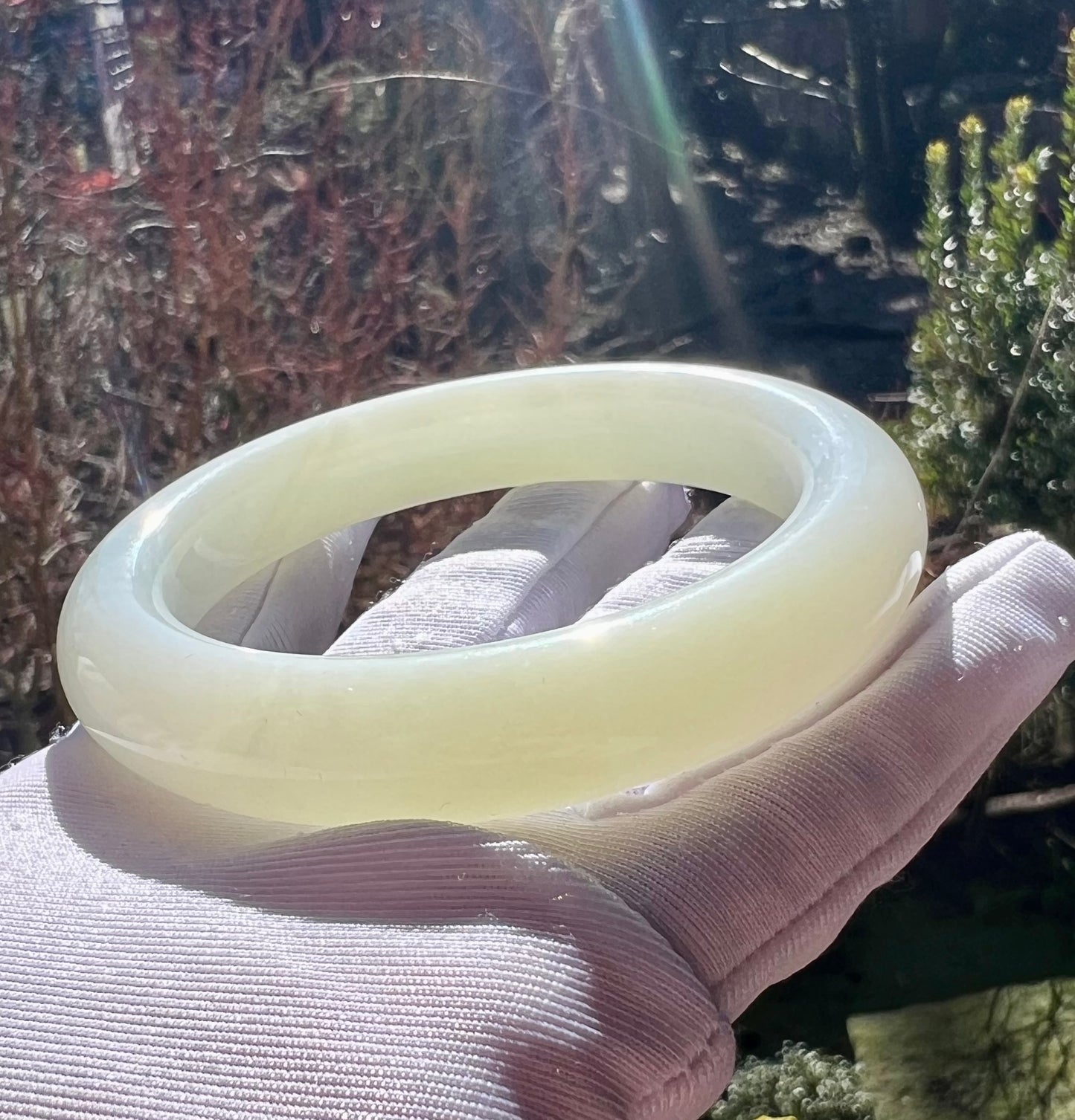 59.6mm Certified natural jade/Siberian white nephrite bangle/bracelet/天然 俄料白玉手镯 正圈手镯 平安镯#2108