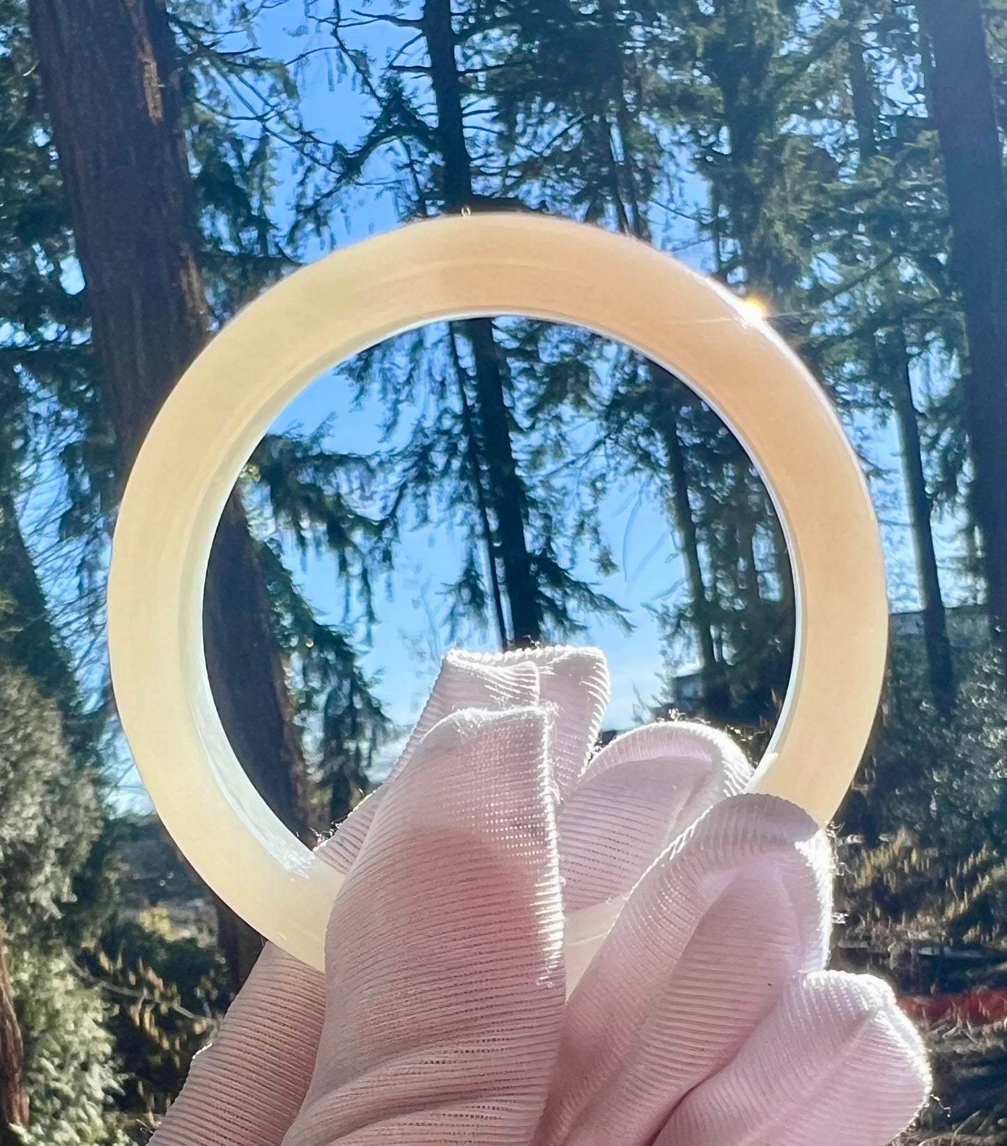 53.3mm Certified natural jade/Qinghai lotus pink and white nephrite bangle/bracelet/Two-tone nephrite/天然 青海藕粉玉白玉 粉白双色镯 正圈手镯 平安镯 #6392