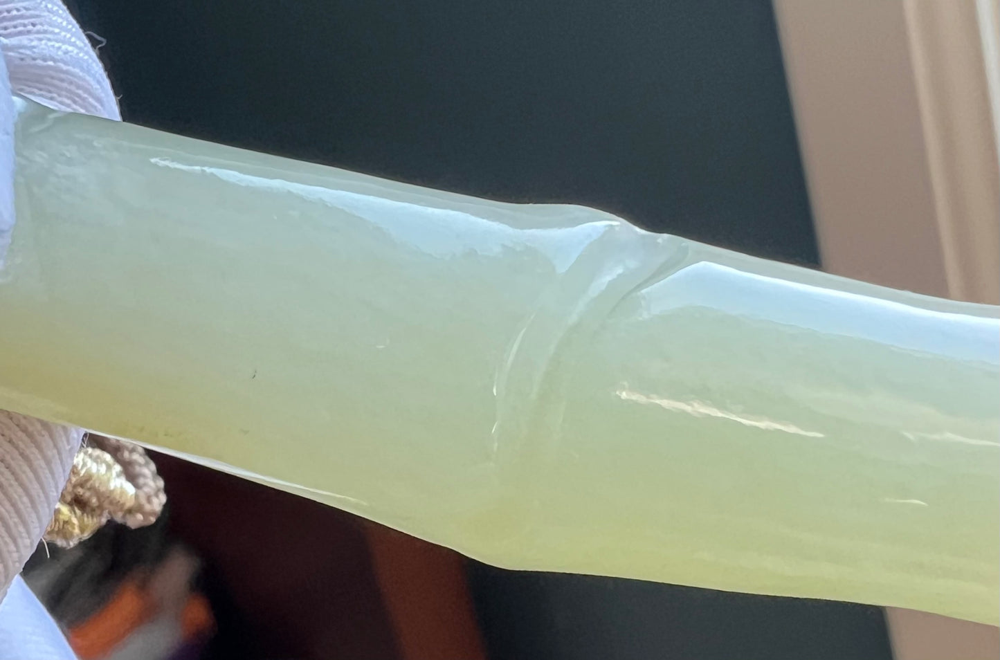 Certified natural jade /Qiemo nephrite carved bamboo pendant necklace/bamboo joint pendant/old material天然且末老料 青白玉竹节吊坠#5923 有瑕