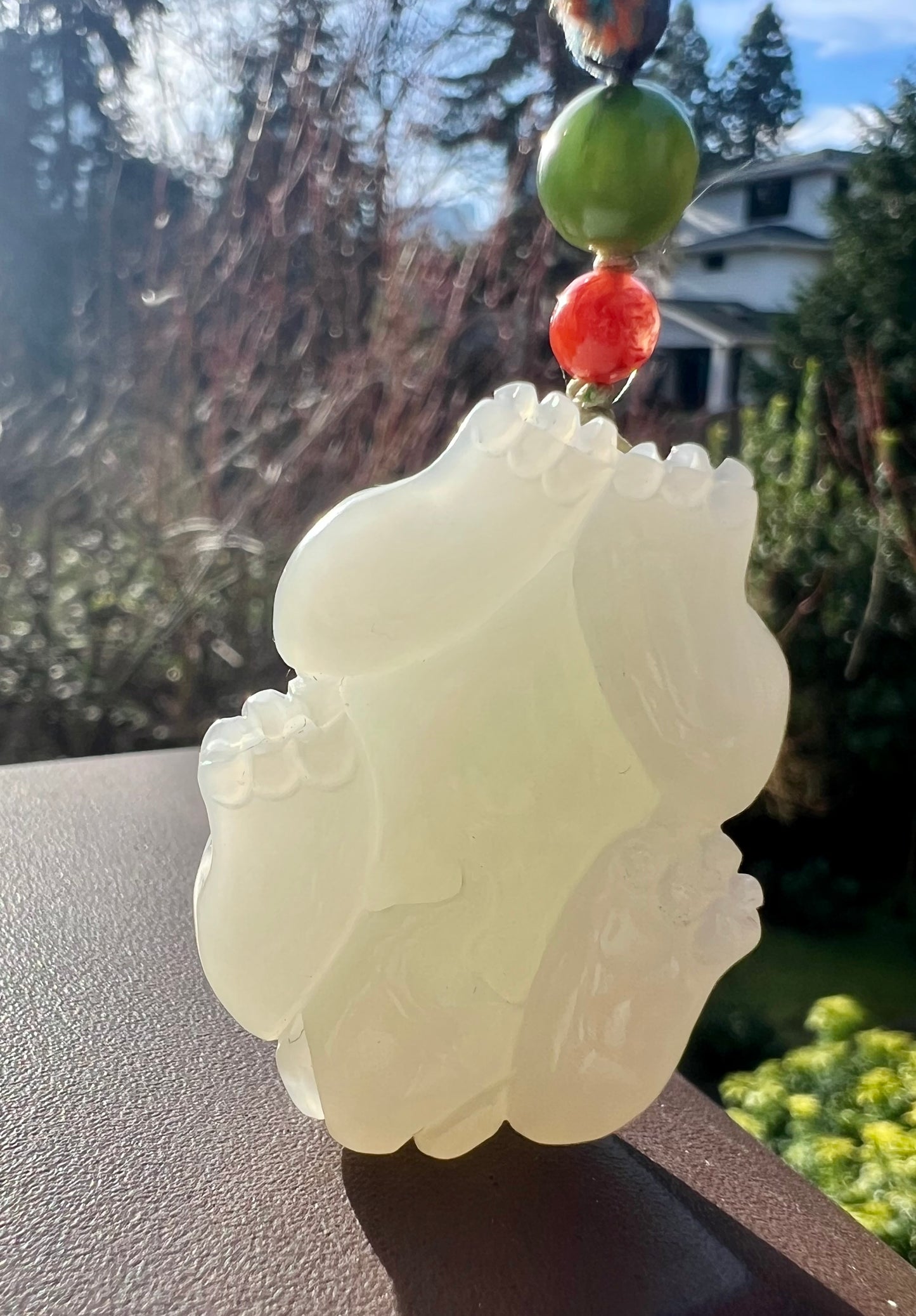 Certified natural jade/Siberian white nephrite carved Pixiu pendant necklace/hand braided lanyard天然精品 老矿俄料白玉 雕刻 貔貅吊坠 #0612 细糯油白