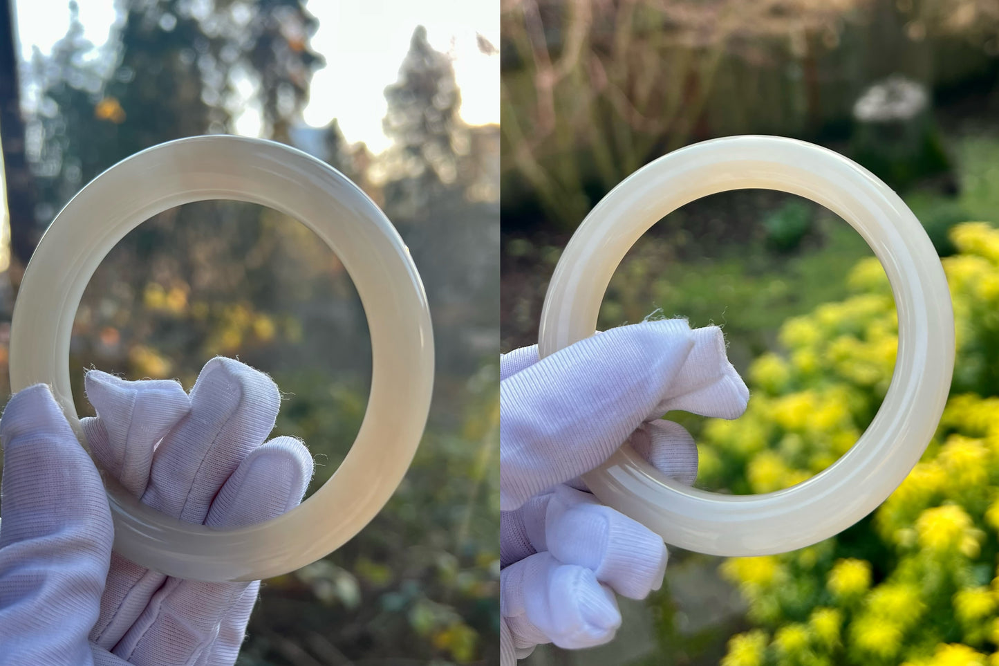 58.2mm Certified natural Qinghai old mine nephrite bangle bracelet/rich lotus pink nephrite/天然精品软玉 藕粉玉 青海老料藕粉手镯 圆条镯 浓藕粉 冰润糯 #1470