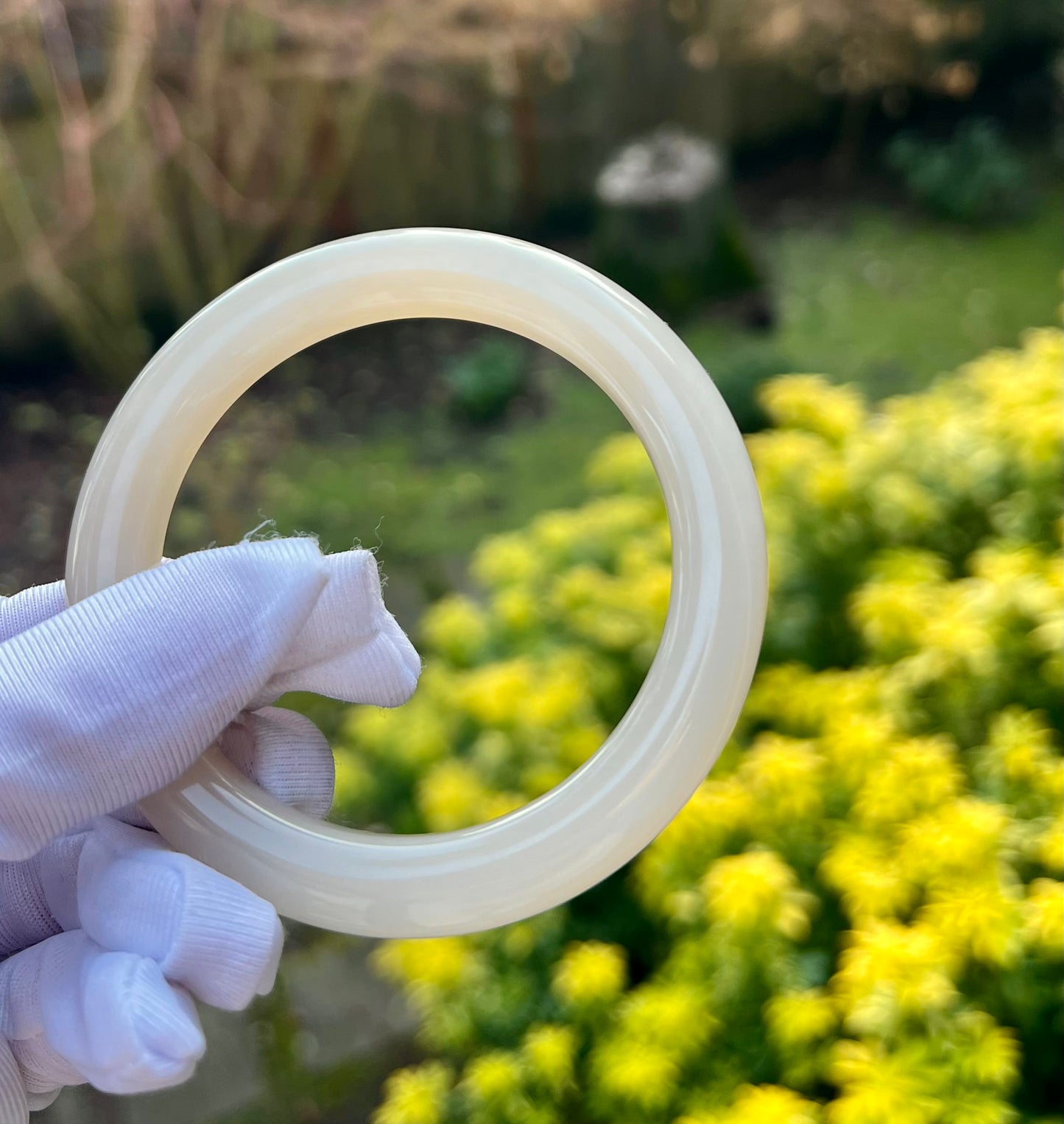 58.2mm Certified natural Qinghai old mine nephrite bangle bracelet/rich lotus pink nephrite/天然精品软玉 藕粉玉 青海老料藕粉手镯 圆条镯 浓藕粉 冰润糯 #1470