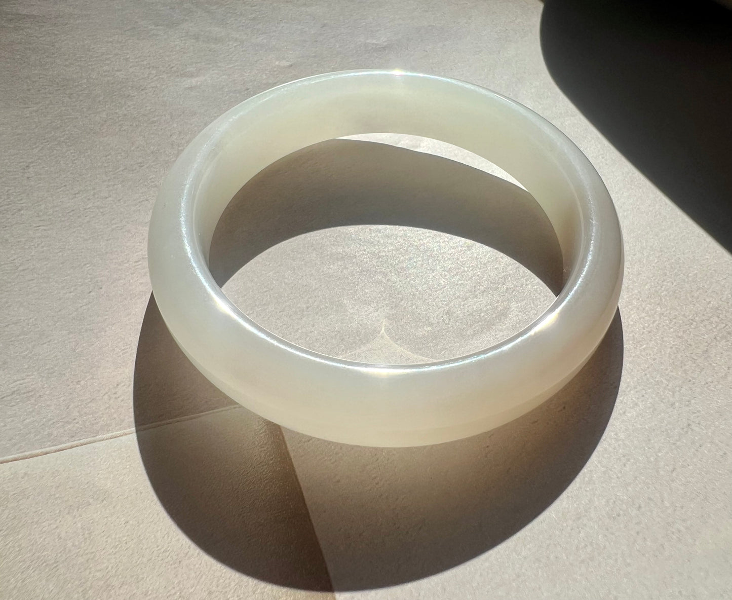 53.3mm Certified natural jade/Qinghai lotus pink and white nephrite bangle/bracelet/Two-tone nephrite/天然 青海藕粉玉白玉 粉白双色镯 正圈手镯 平安镯 #6392
