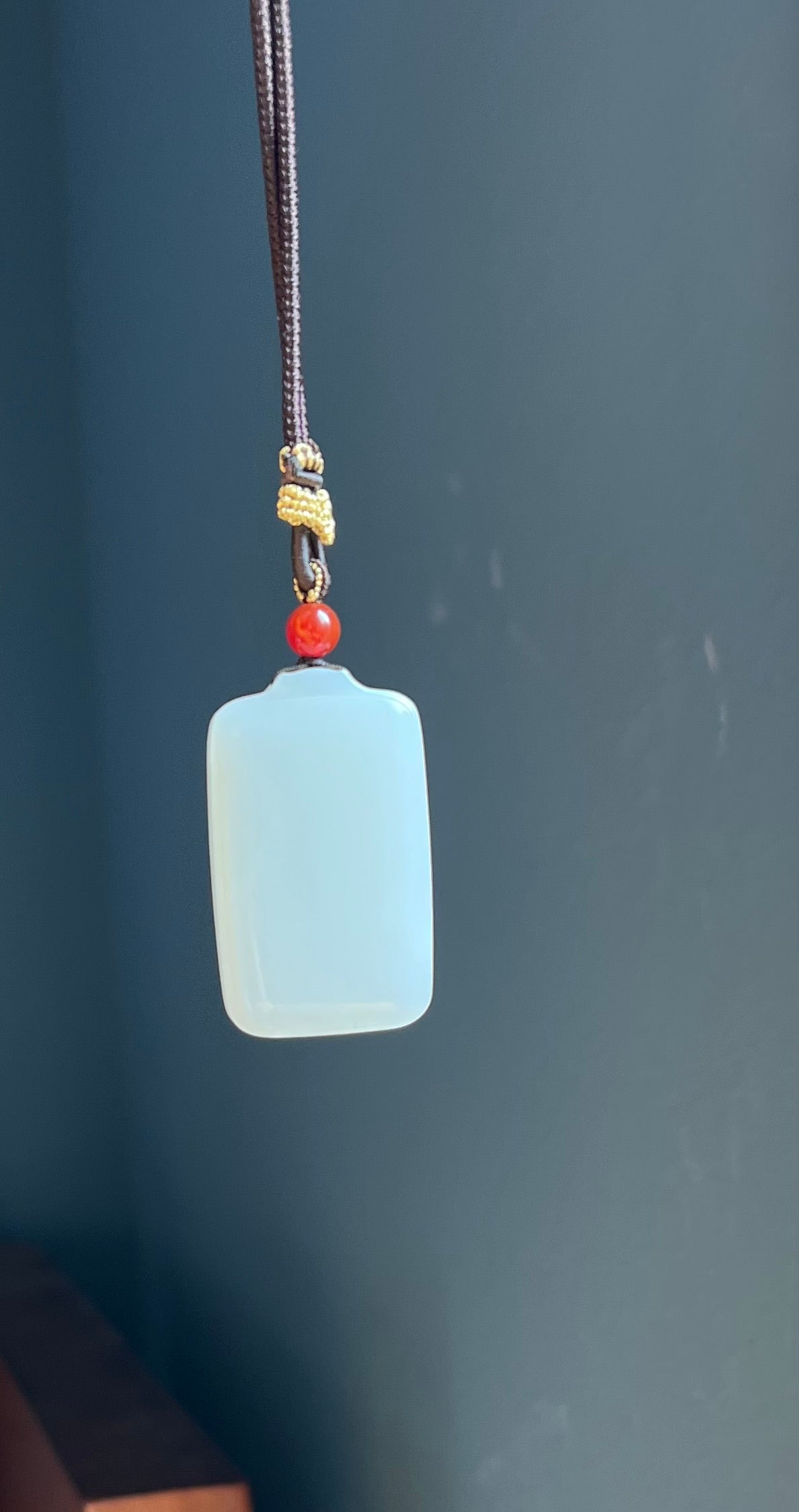 Certified natural jade Siberian white nephrite rectangle pendant/safety pendant necklace天然精品 俄料白玉无事牌 吊坠 #3793