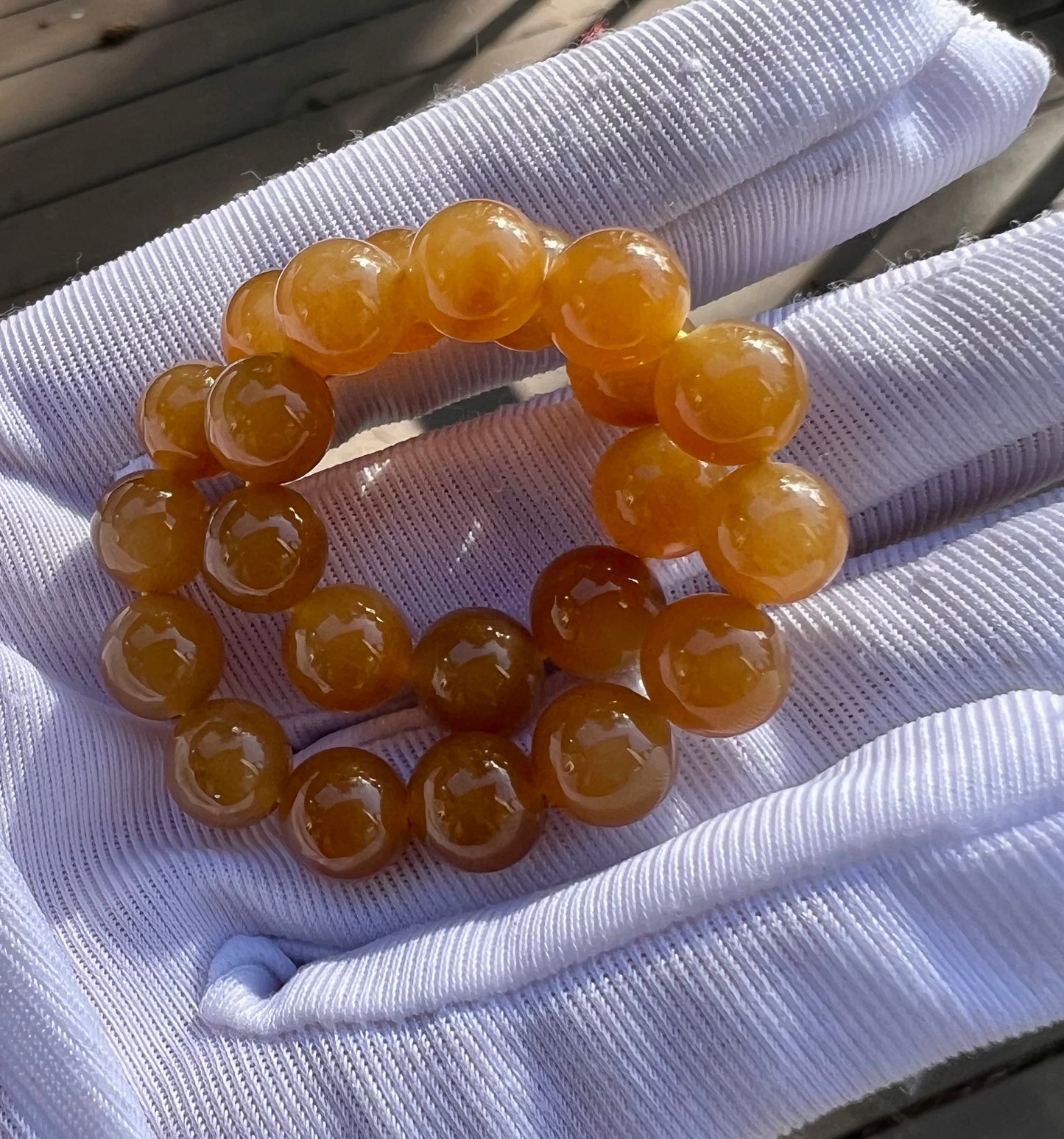 8mm Certified natural jade/ Qiemo Jinshan golden orange brown nephrite bracelet/天然精品 且末金山 糖玉手串 金山黄金糖 橘子糖#7144 胶油粘稠质感