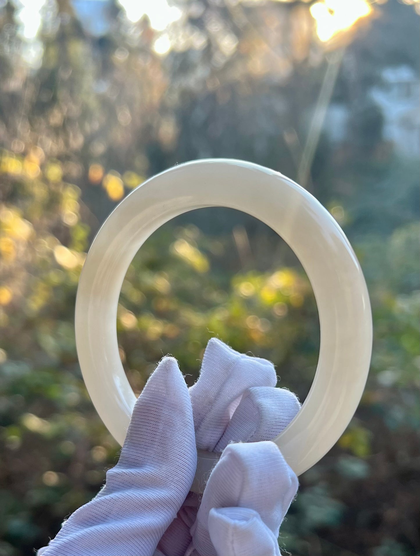 58.2mm Certified natural Qinghai old mine nephrite bangle bracelet/rich lotus pink nephrite/天然精品软玉 藕粉玉 青海老料藕粉手镯 圆条镯 浓藕粉 冰润糯 #1470