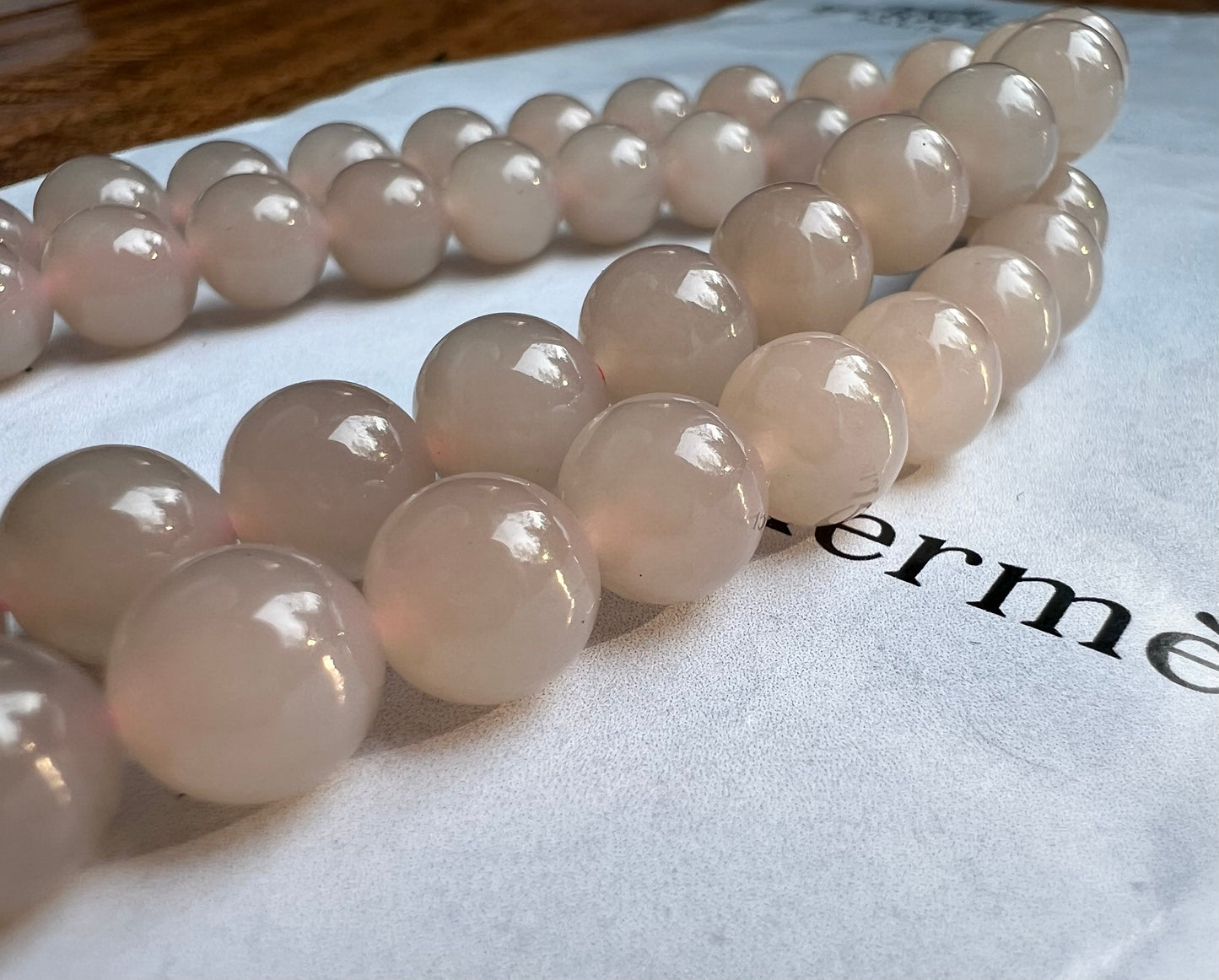 8mm Certified natural jade Qinghai old mine lotus pink nephrite necklace/icy purplish pink 天然软玉 青海老矿料冰糯藕粉项链 冰润糯 #3371浅紫粉色