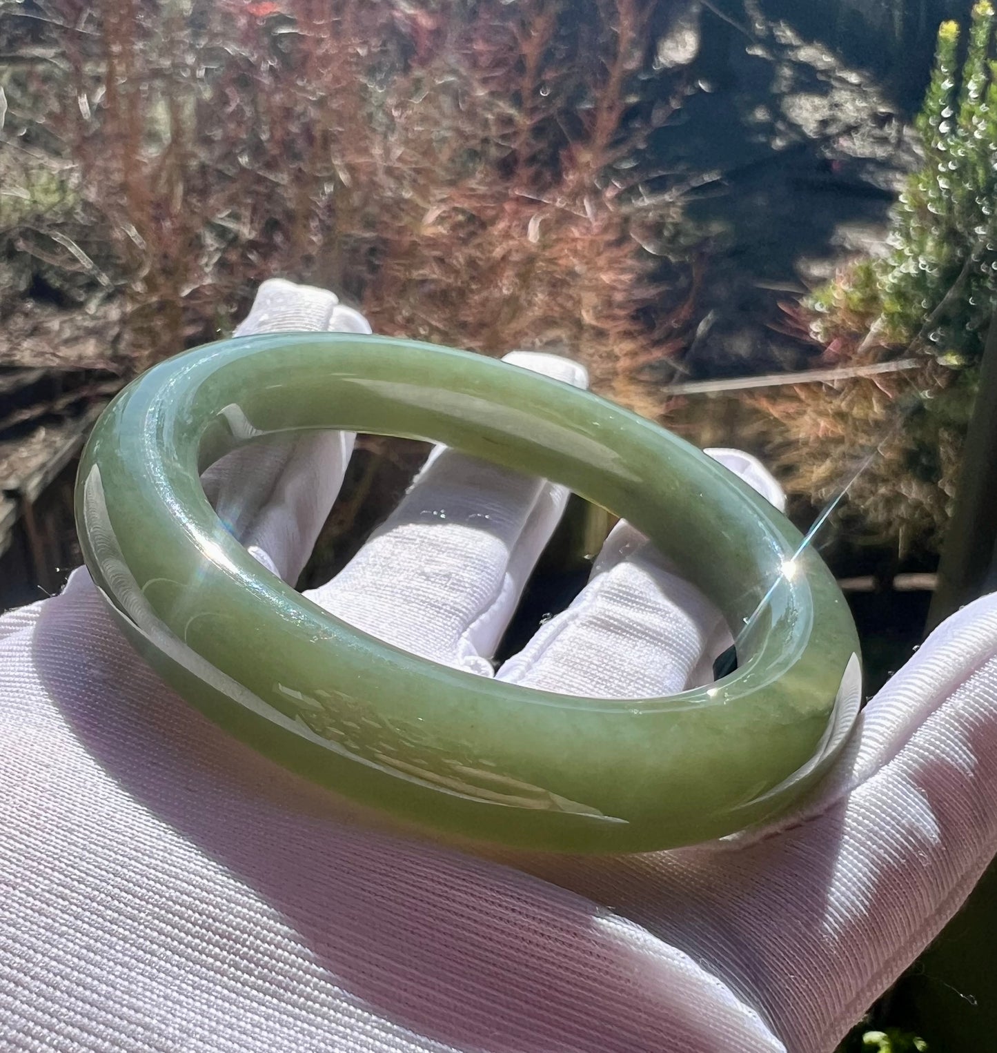 54.8mm Certified natural jade / Qiemo greenish blue Nephrite bangle/ bracelet/天然 且末青玉手镯 蓝青玉正圈手镯 平安镯 #0791 微瑕