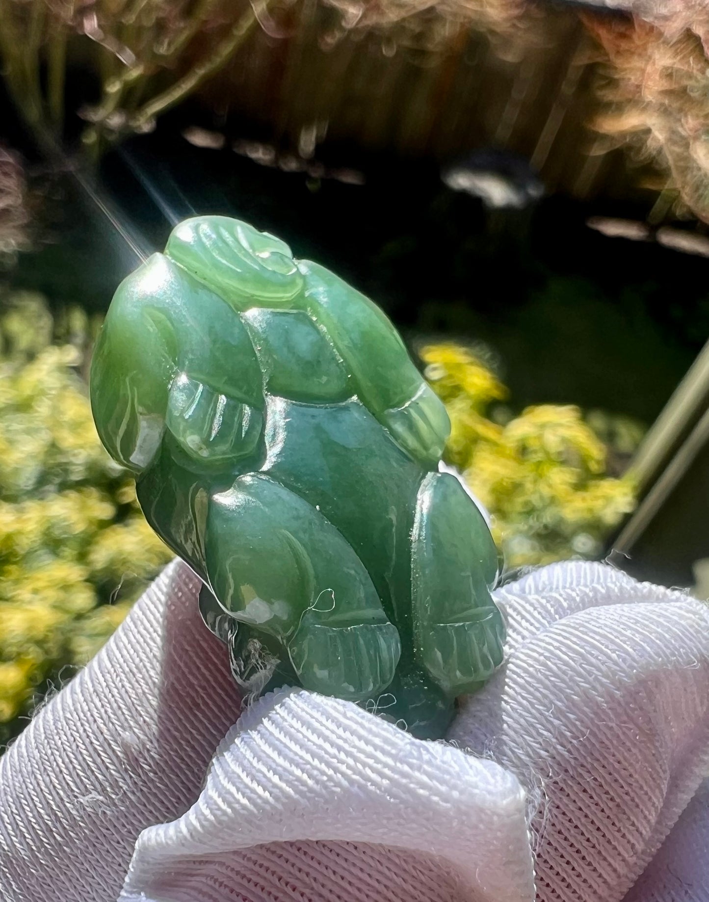 Certified natural nephrite green jade/Siberian bluish green nephrite carved Pixiu pendant necklace 天然俄料碧玉貔貅 吊坠 项链#3598 粉青