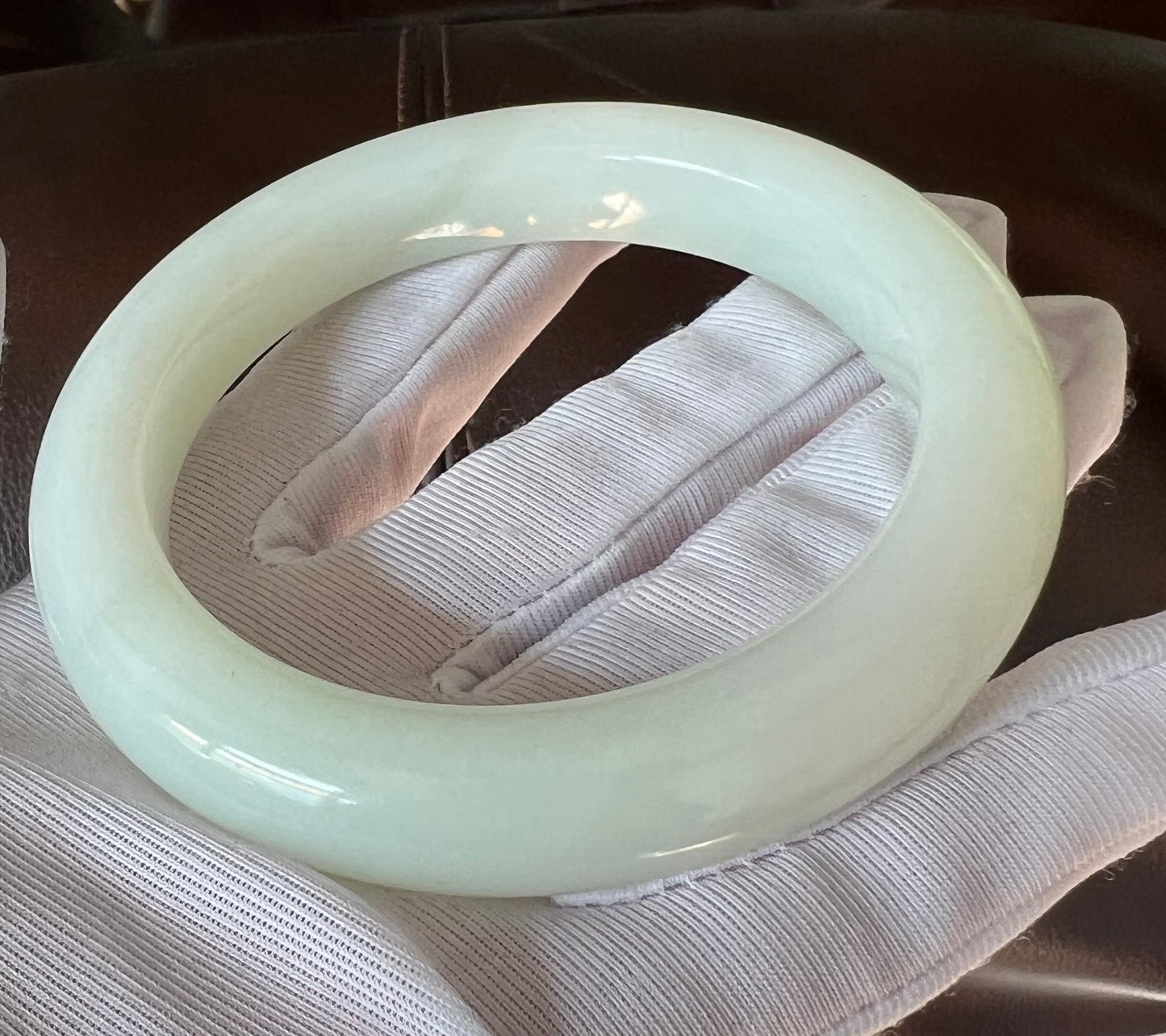 59.6mm Certified natural jade/Siberian white nephrite bangle/bracelet/天然 俄料白玉手镯 正圈手镯 平安镯#2108