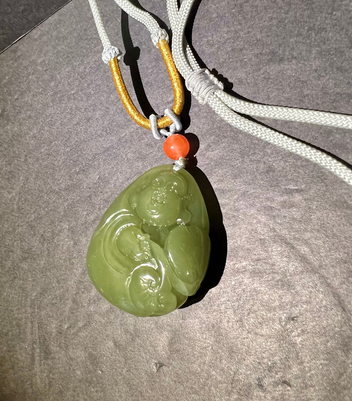 Large size Certified Natural Hetian jade nephrite/Huangko yellow nephrite Buddha pendant necklace精品天然和田玉黄口佛公 大号弥勒佛吊坠 项链