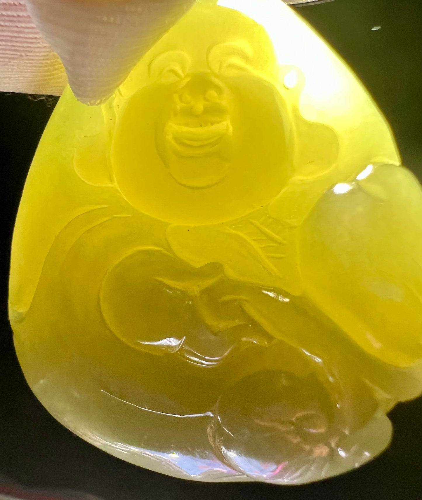 Large size Certified Natural Hetian jade nephrite/Huangko yellow nephrite Buddha pendant necklace精品天然和田玉黄口佛公 大号弥勒佛吊坠 项链