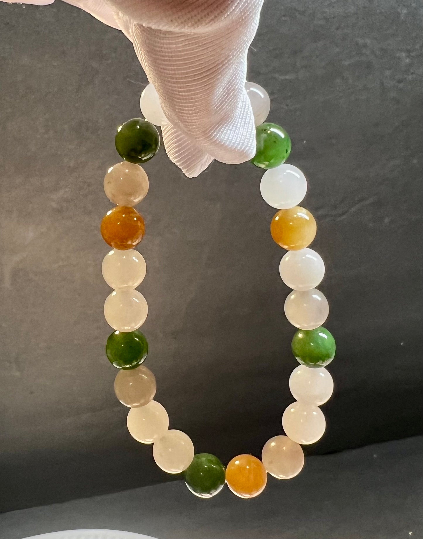 8mm Certified Natural Hetian jade nephrite/multi color(green brown purple white)nephrite bracelet天然和田玉多宝手串 碧玉 糖玉 烟紫 白玉 质地细润 起胶起荧光