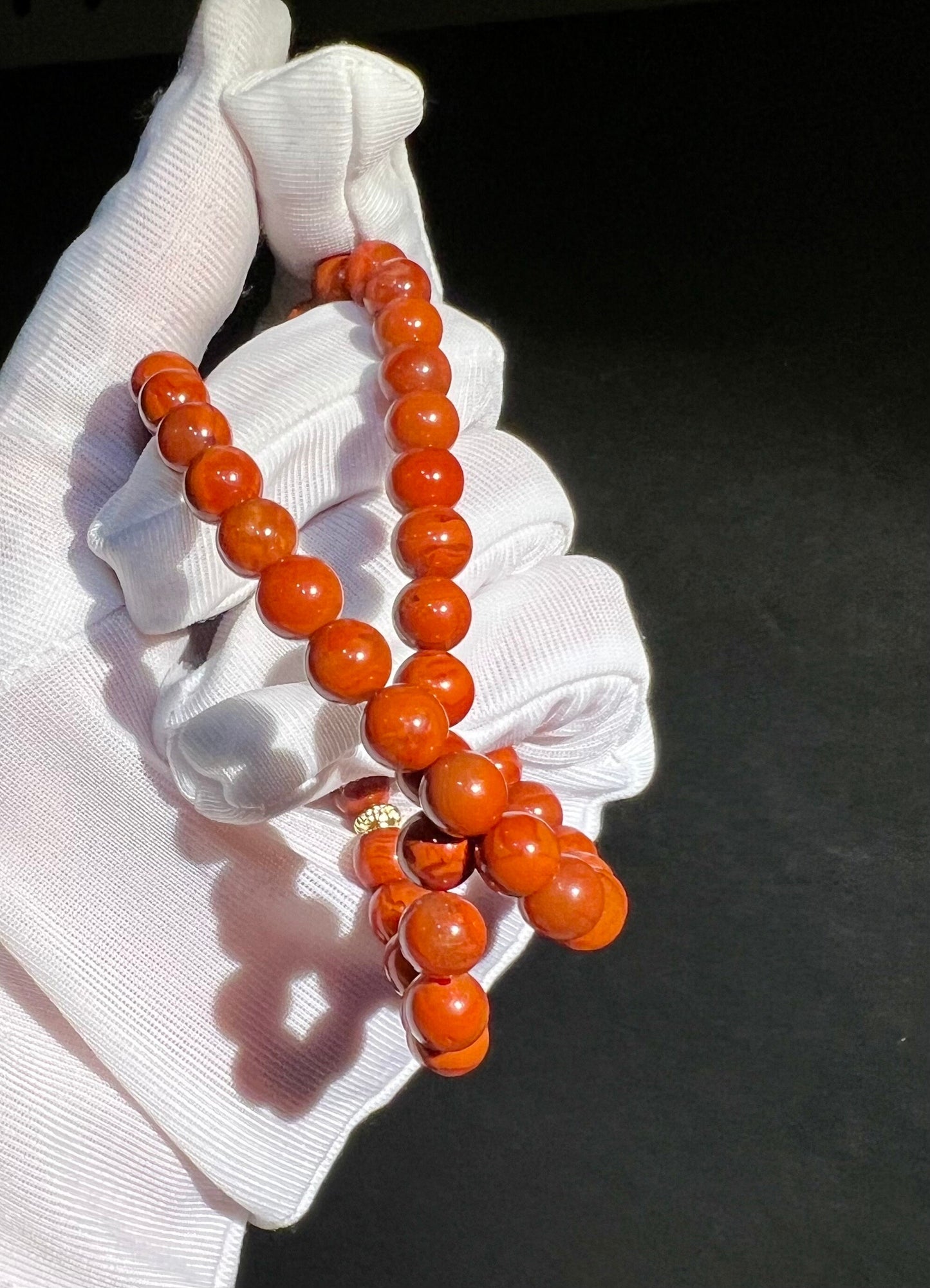 Certified Natural Siberian green nephrite bear and Nanhong agate beads bracelet /double wrap Bracelet, South red agate/ 天然精品俄碧玉小熊配满色肉南红手串