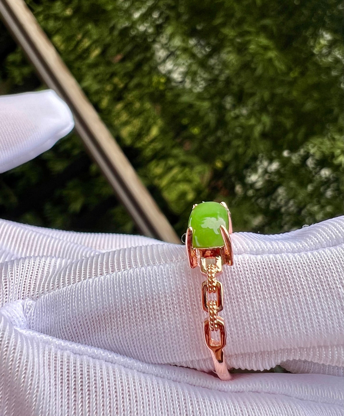 Certified Hetian jade Siberian green Nephrite ring Sterling Silver ring/rectangle shape bright green nephrite ring 天然精品俄料碧玉 纯银包镶 戒指/指