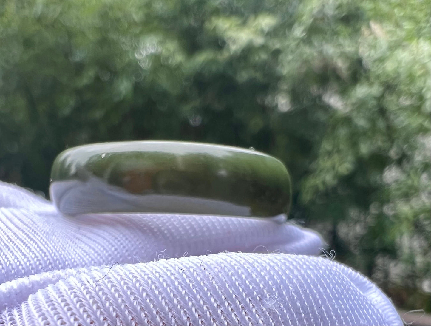Certified Hetian jade Qiemo dark green Nephrite ring Hetian nephrite band ring 且末料和田玉戒圈 青玉指环 扳指 青玉玉轮胎圈戒指 #0752