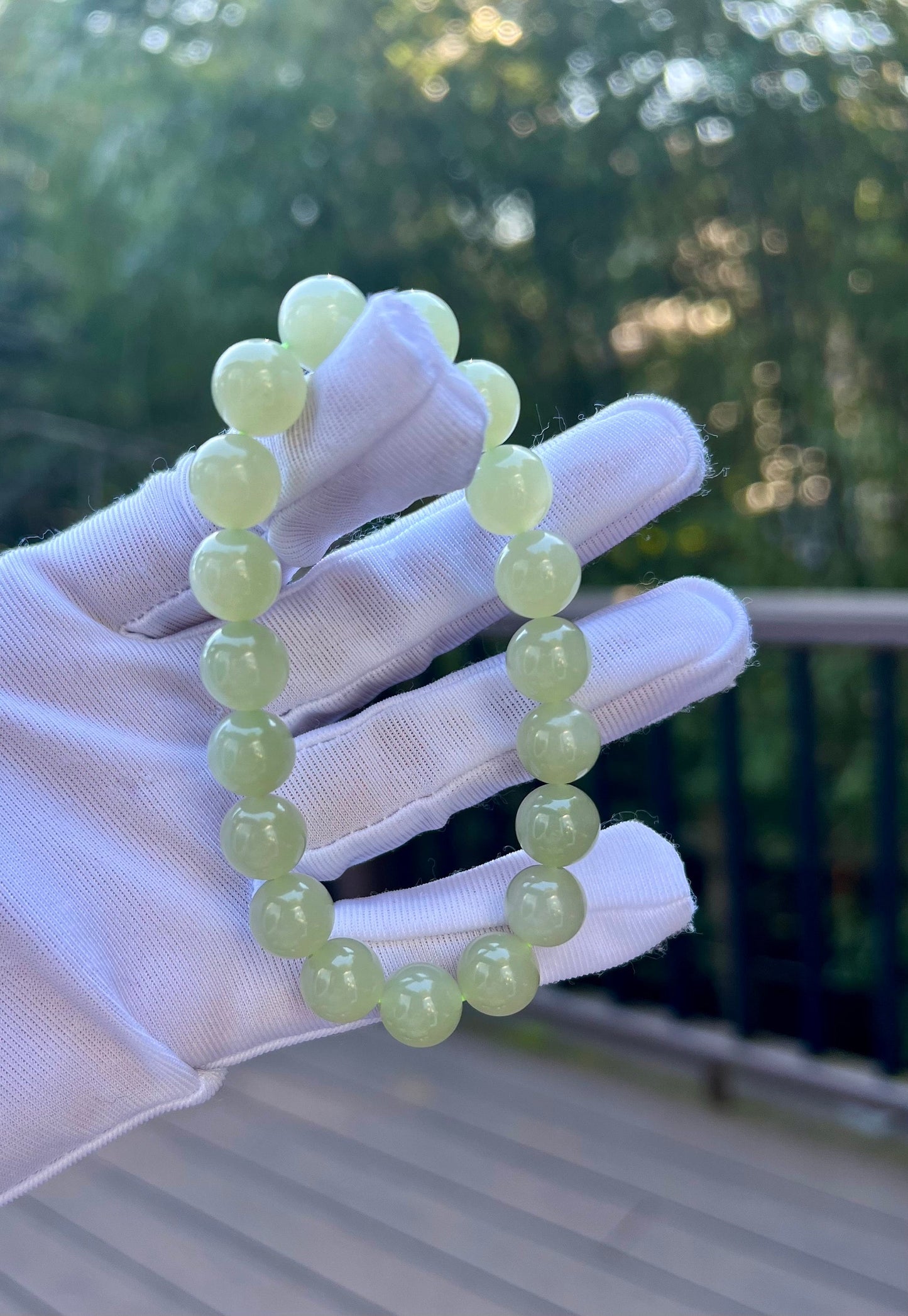 High quality Certified Natural old mine Hetian jade nephrite Bracelet/green grape color bracelet 野牛沟老坑和田玉 冰晴水 青提色 葡萄肉 冰润起荧光带猫眼#3484