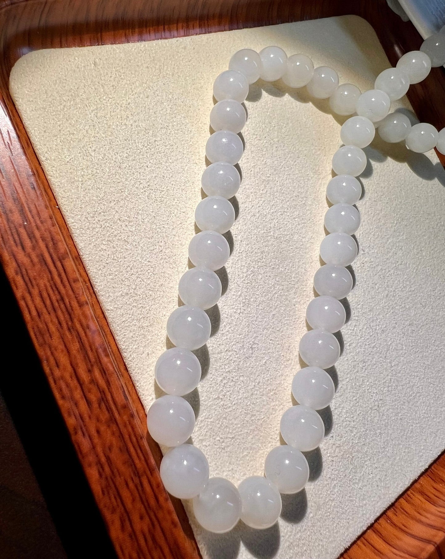 Certified Natural Hetian Jade icy white nephrite necklace 天然青海老矿料和田玉项链白玉 冰白 月光白 细糯 胶感足 起荧光