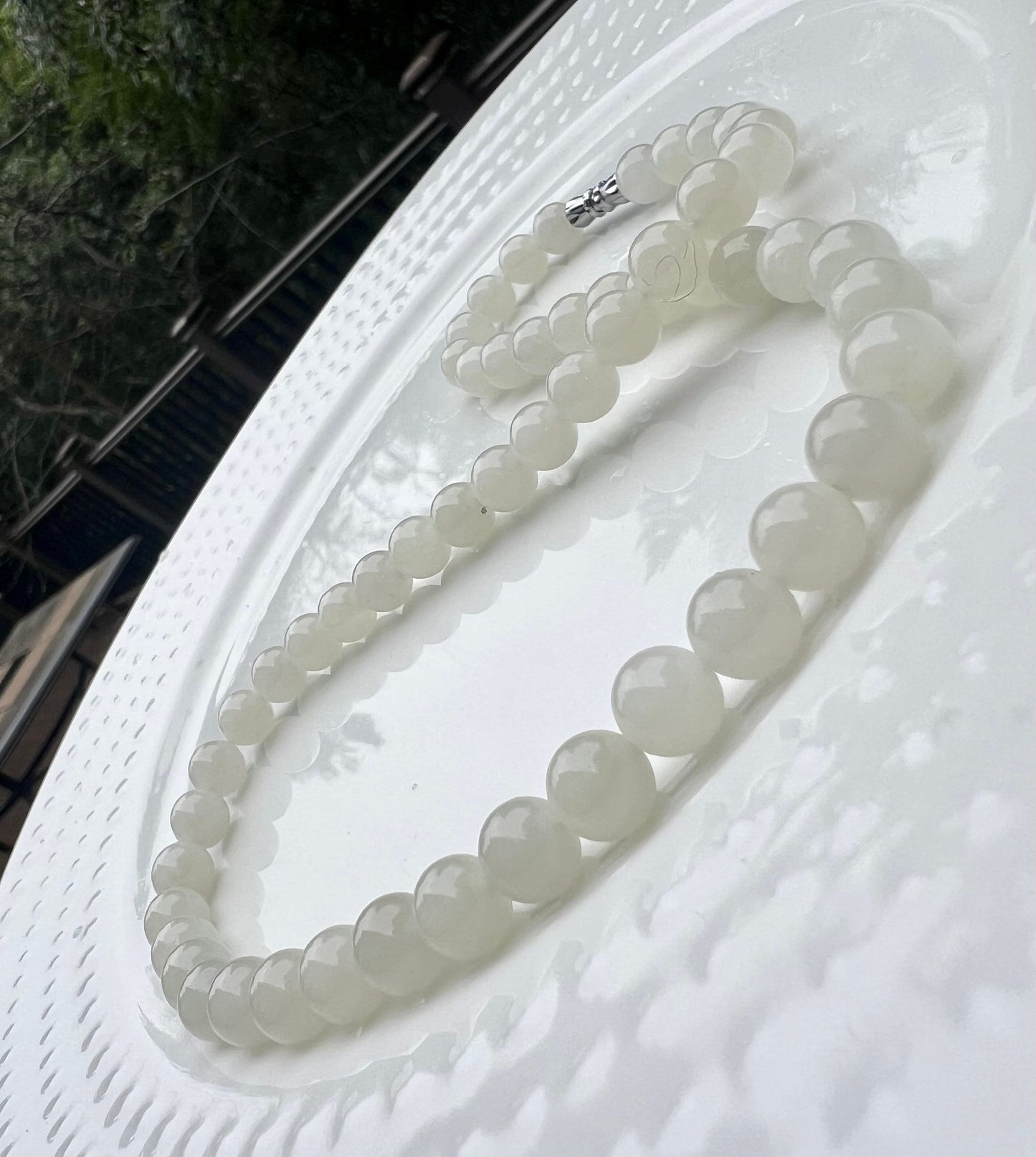 Certified Natural Hetian Jade icy white nephrite necklace 天然青海老矿料和田玉项链白玉 冰白 月光白 细糯 胶感足 起荧光