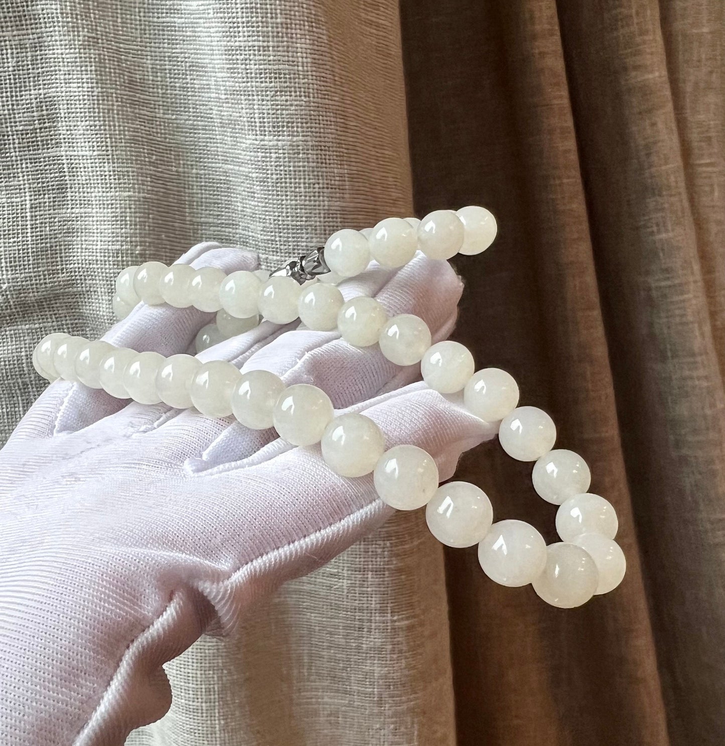 Certified Natural Hetian Jade icy white nephrite necklace 天然青海老矿料和田玉项链白玉 冰白 月光白 细糯 胶感足 起荧光