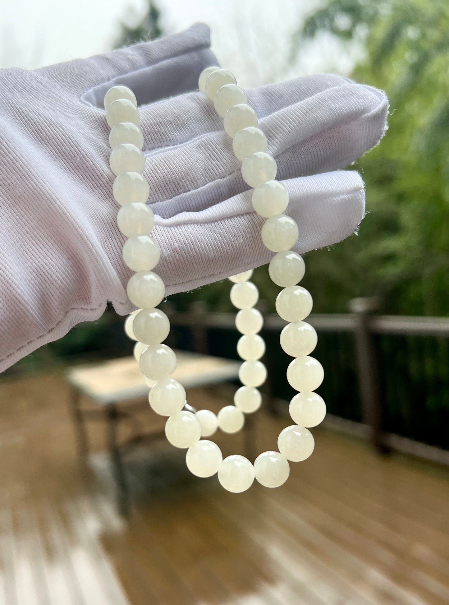 Certified Natural Hetian Jade icy white nephrite necklace 天然青海老矿料和田玉项链白玉 冰白 月光白 细糯 胶感足 起荧光