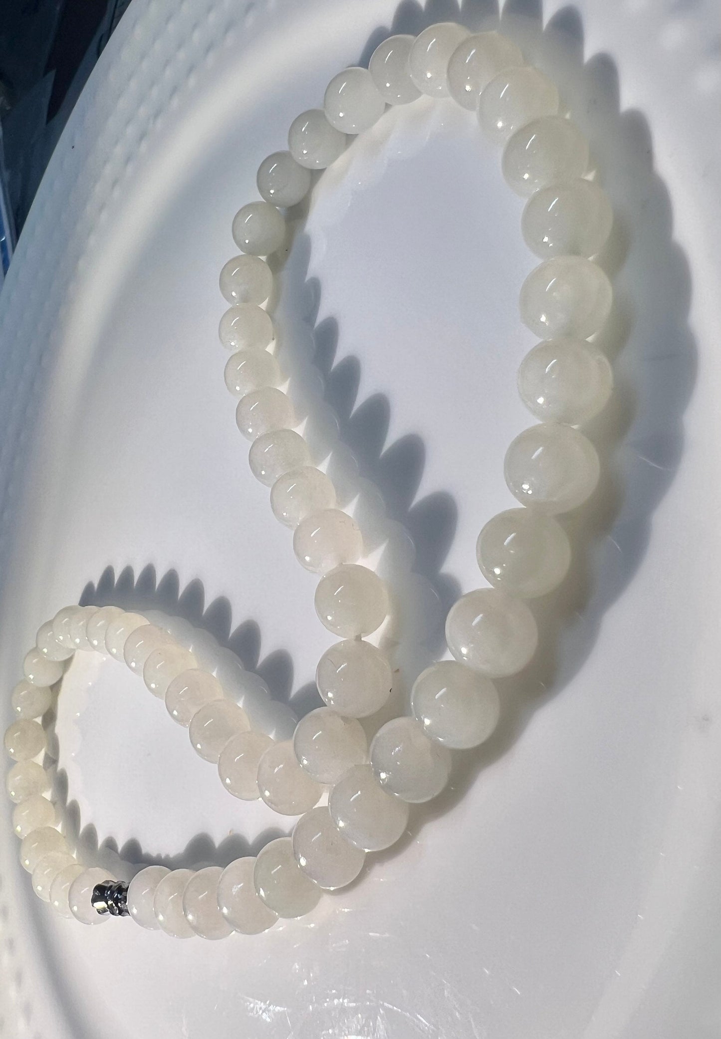 Certified Natural Hetian Jade icy white nephrite necklace 天然青海老矿料和田玉项链白玉 冰白 月光白 细糯 胶感足 起荧光